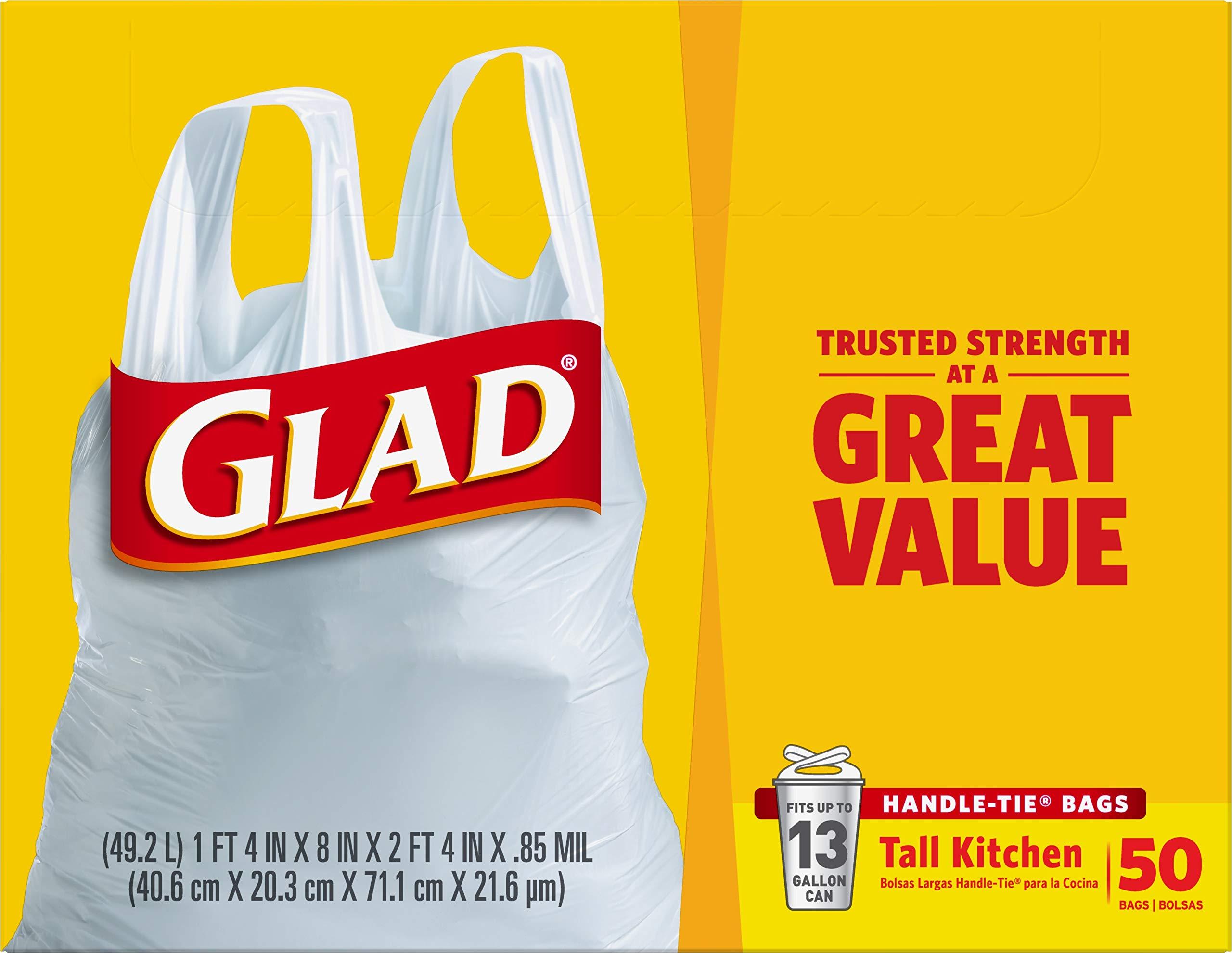 Glad Tall Kitchen Handle-Tie Trash Bags, 13 Gallon White Trash Bag, 50 Ct (Package May Vary) - Image 7