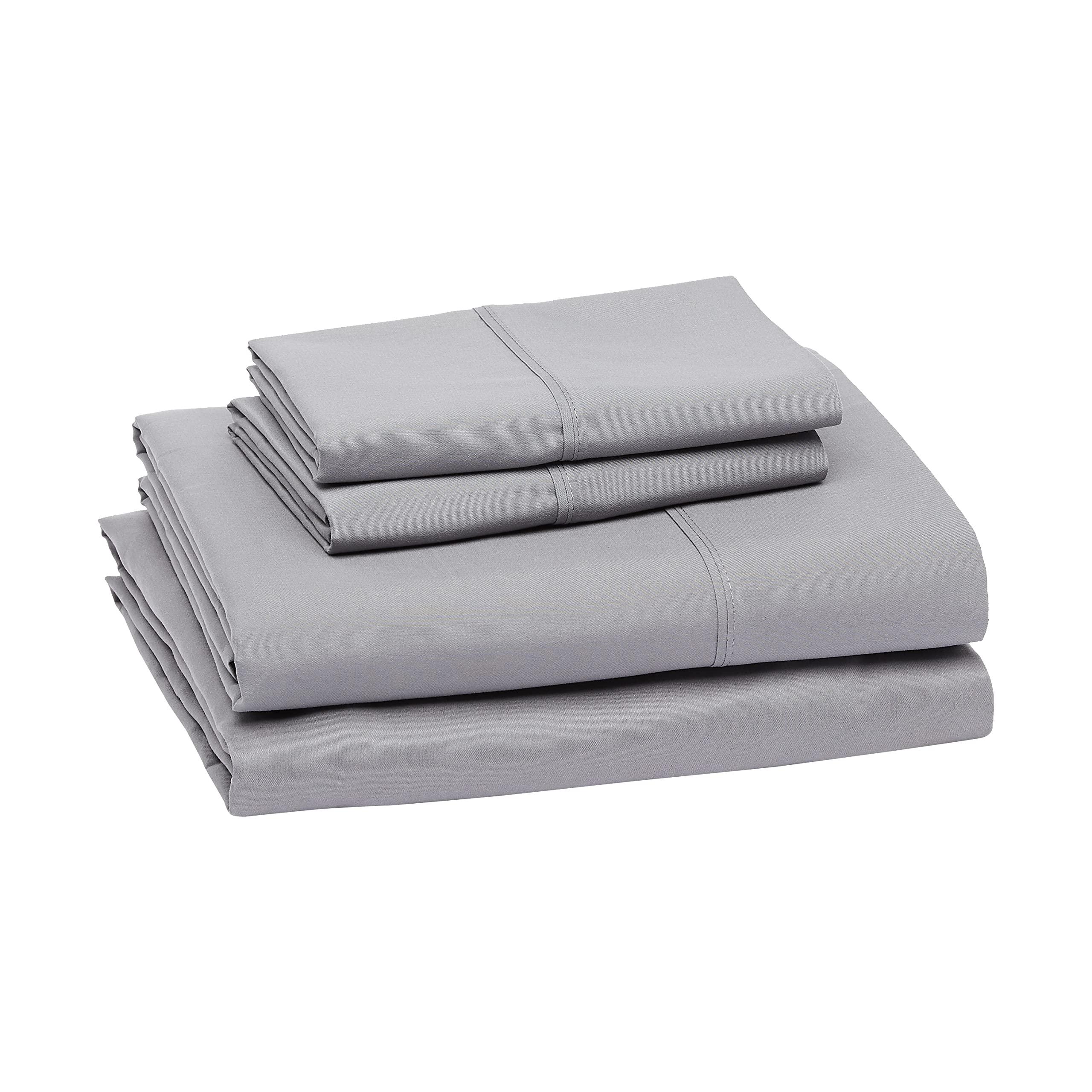 Amazon Basics Lightweight Super Soft Comfortable Brushed Microfiber 4 Piece Bed Sheet Set with 14-Inch Deep Pockets, Queen, Dark Gray, Solid - Image 2