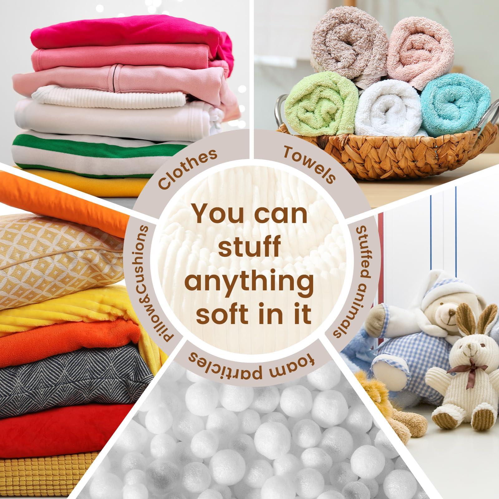 Honeydak Ribbed Rabbit Fur Stuffed Animal Storage Bean Bag Chair Cover (No Filler) Comfy Bean Bag Cover Without Filling or Home Bedroom Decor Organizing Plush Doll Textile Holder(White,L) - Image 6