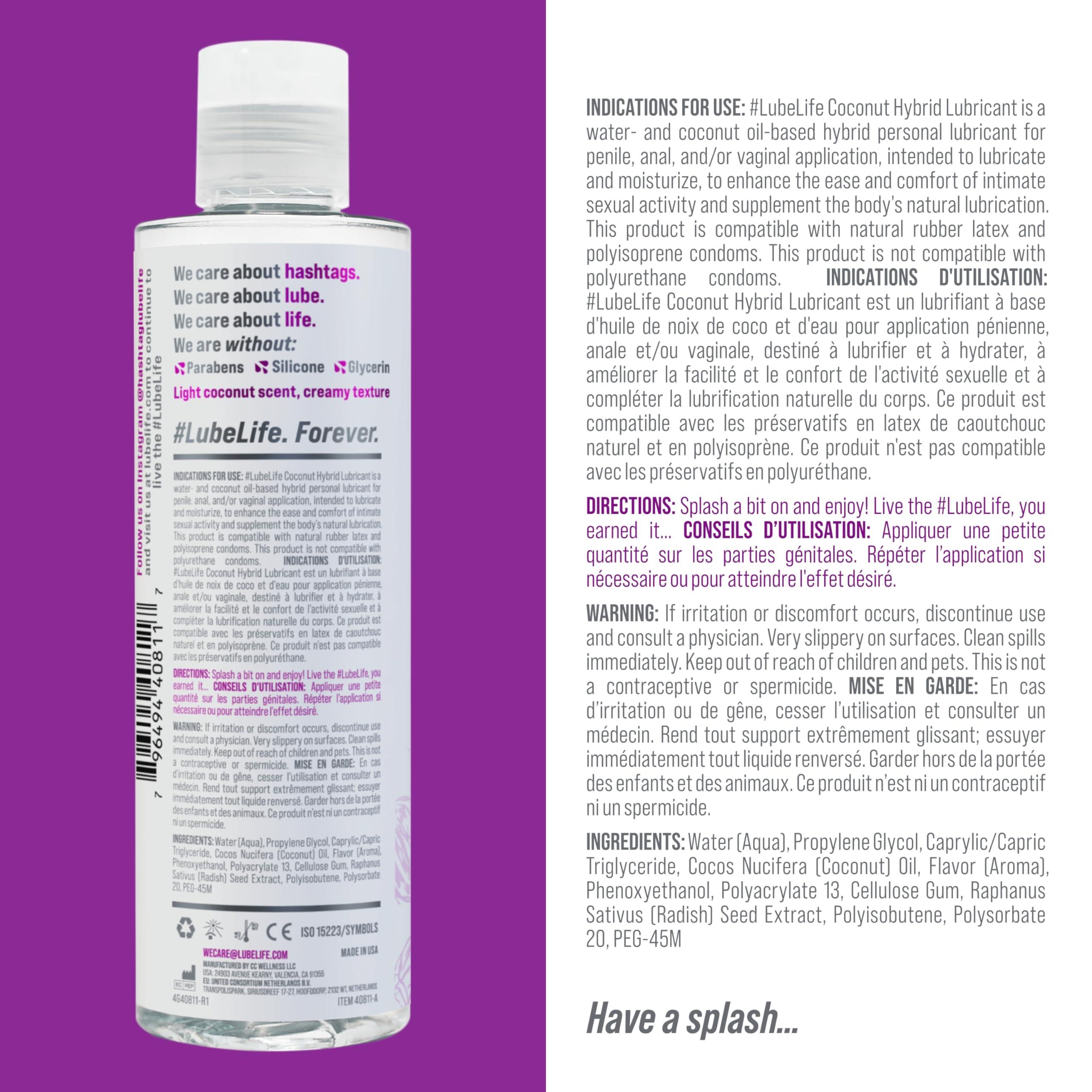 Lube Life Coconut Hybrid Lubricant, Water-Based & Coconut Oil Massage and Lube for Men, Women & Couples, 8 Fl Oz - Image 6