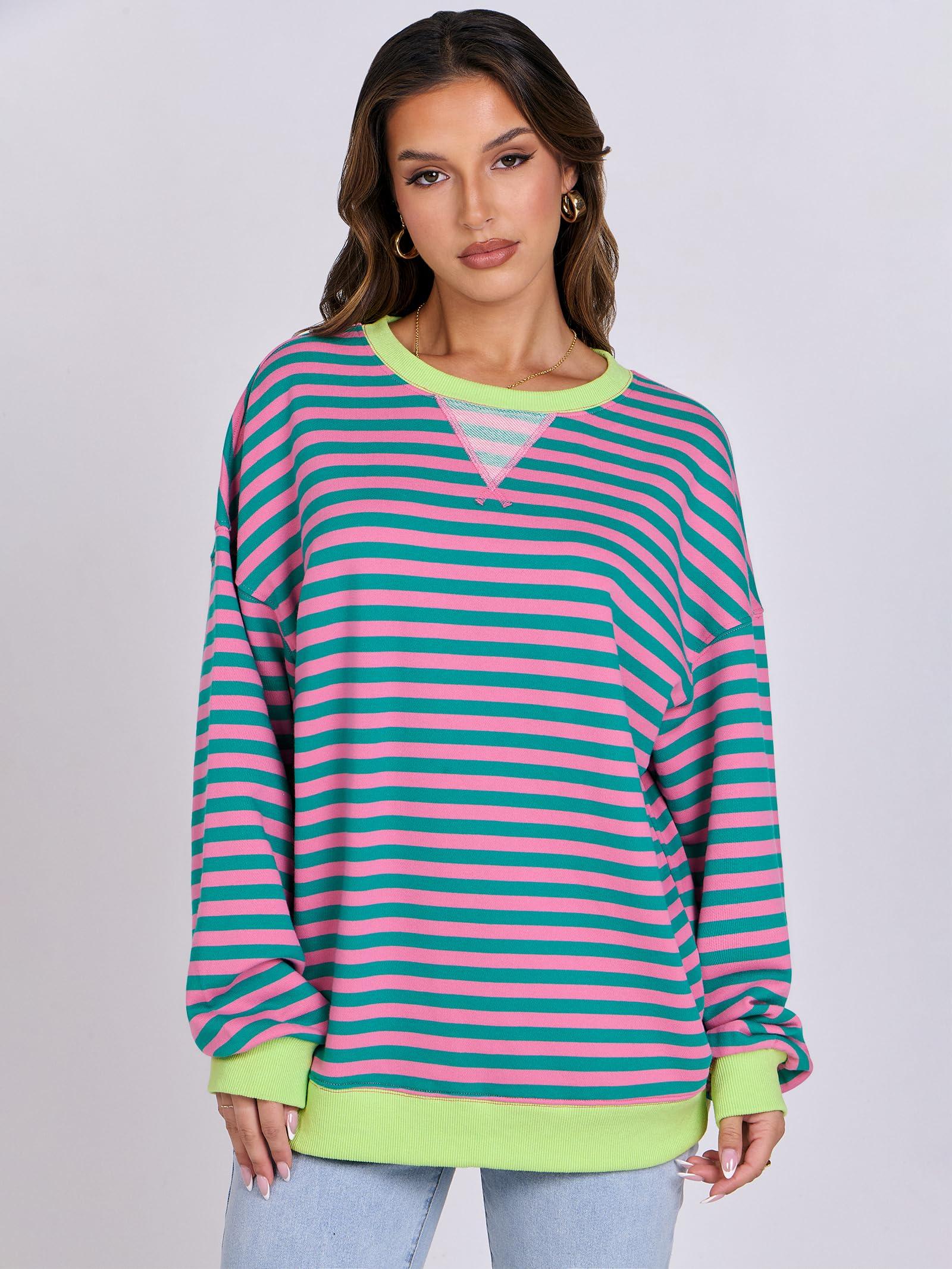 ANRABESS Women Striped Oversized Sweatshirt Crewneck Long Sleeve Shirts Hoodies 2025 Summer Fashion Pullover Top Y2K Outfits - Image 7