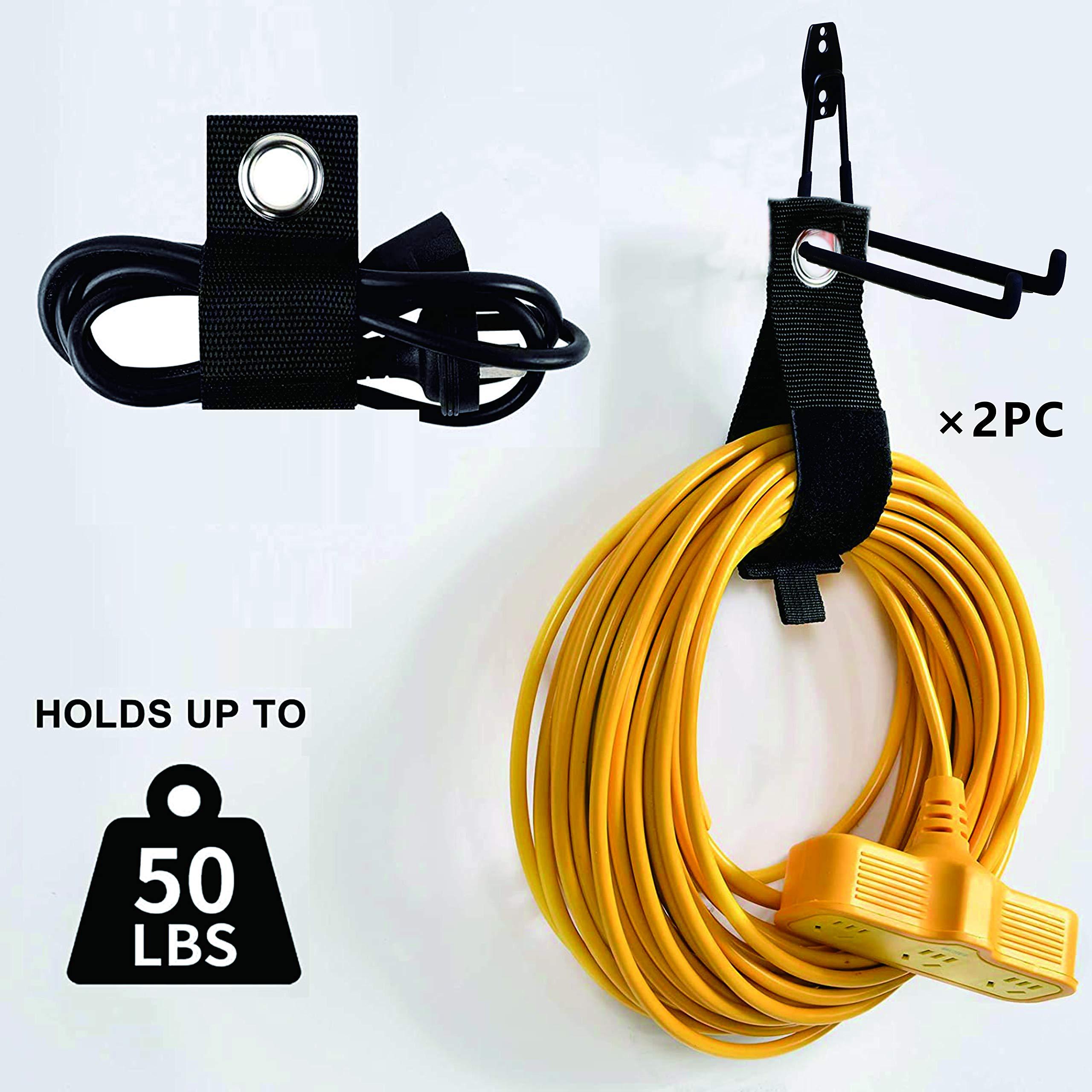 Garage Hooks, 4 Pack Wall Mount Storage Hanger with 2 Extension Cord Holder Organizer, Heavy-Duty 7.5 inch Long Hooks for Ladder, Ski, Sports, Utility, Garden Tool, Hose Storage Rack Organizer - Image 5