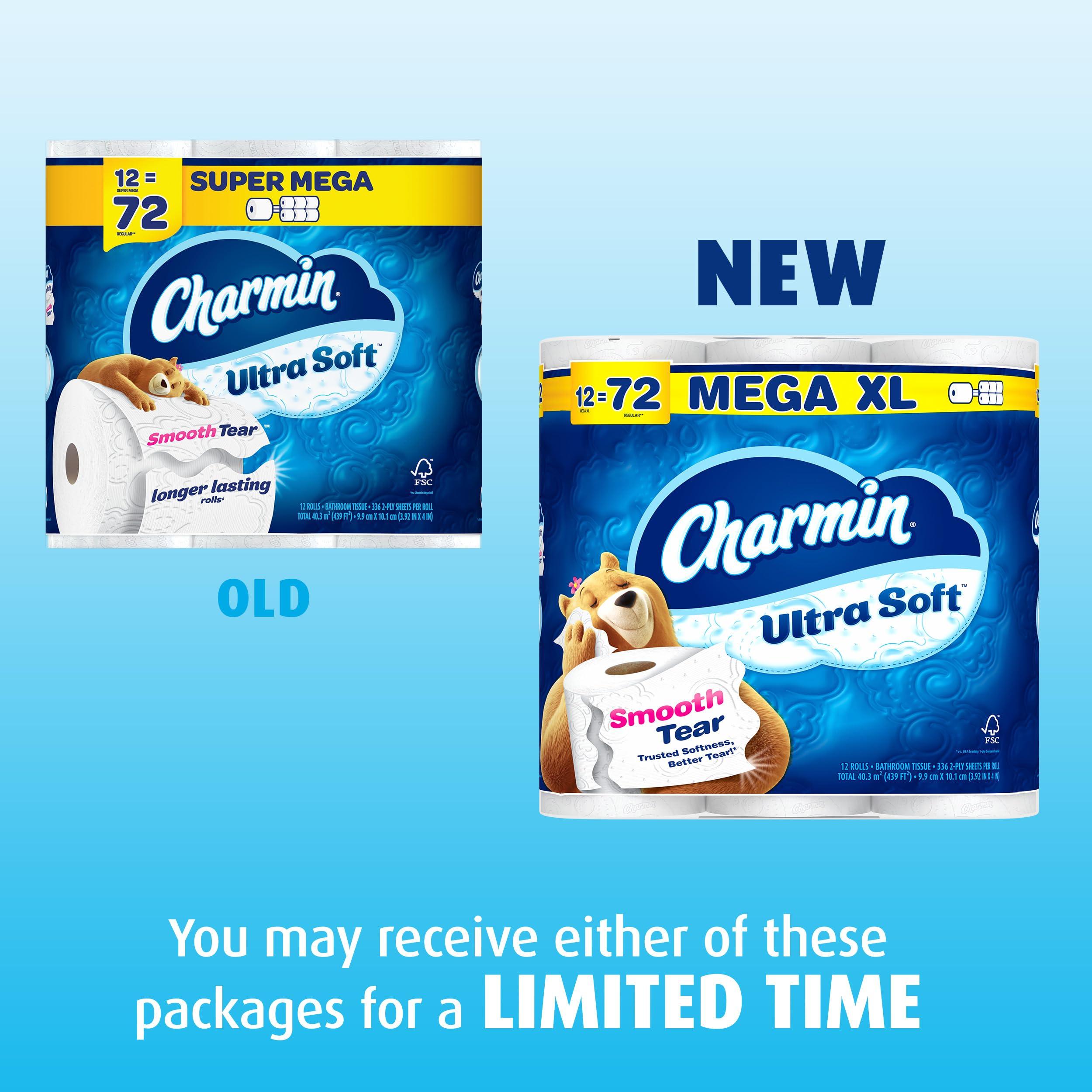 Charmin Ultra Soft Toilet Paper 12 Mega XL Rolls, 336 Sheets Per Roll (Packaging May Vary) - Image 2