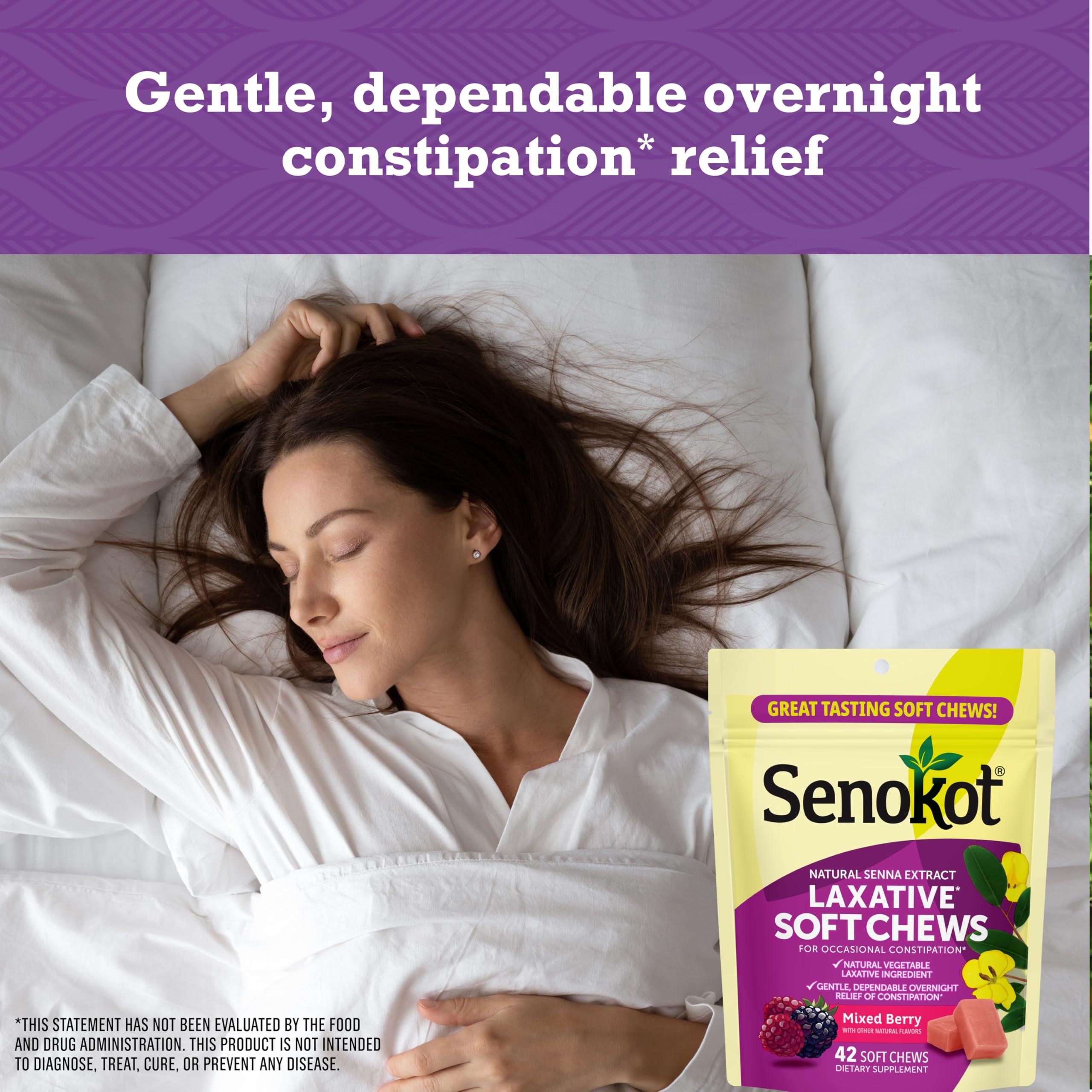 Senokot Laxative Soft Chews, Overnight Constipation Relief with Senna Extract, 42 Mixed Berry Chews - Image 4