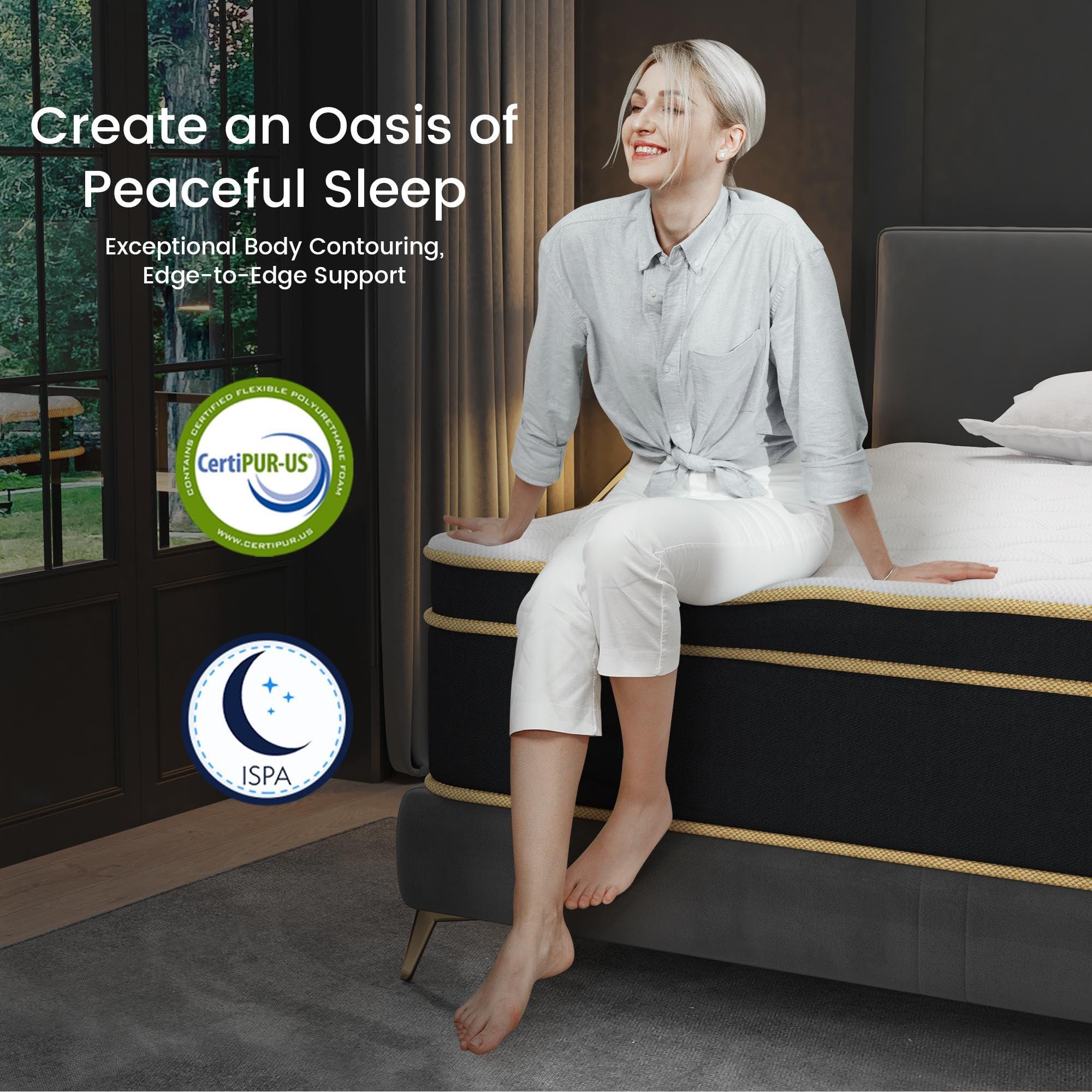 LETMOON Firm Queen Mattress [New Version], 14 Inch Gel Memory Foam Hybrid Mattress Queen Size Bed in a Box, Pressure & Pain Relief, CertiPUR-US, Individual Pocket Spring, Edge Support - Image 7
