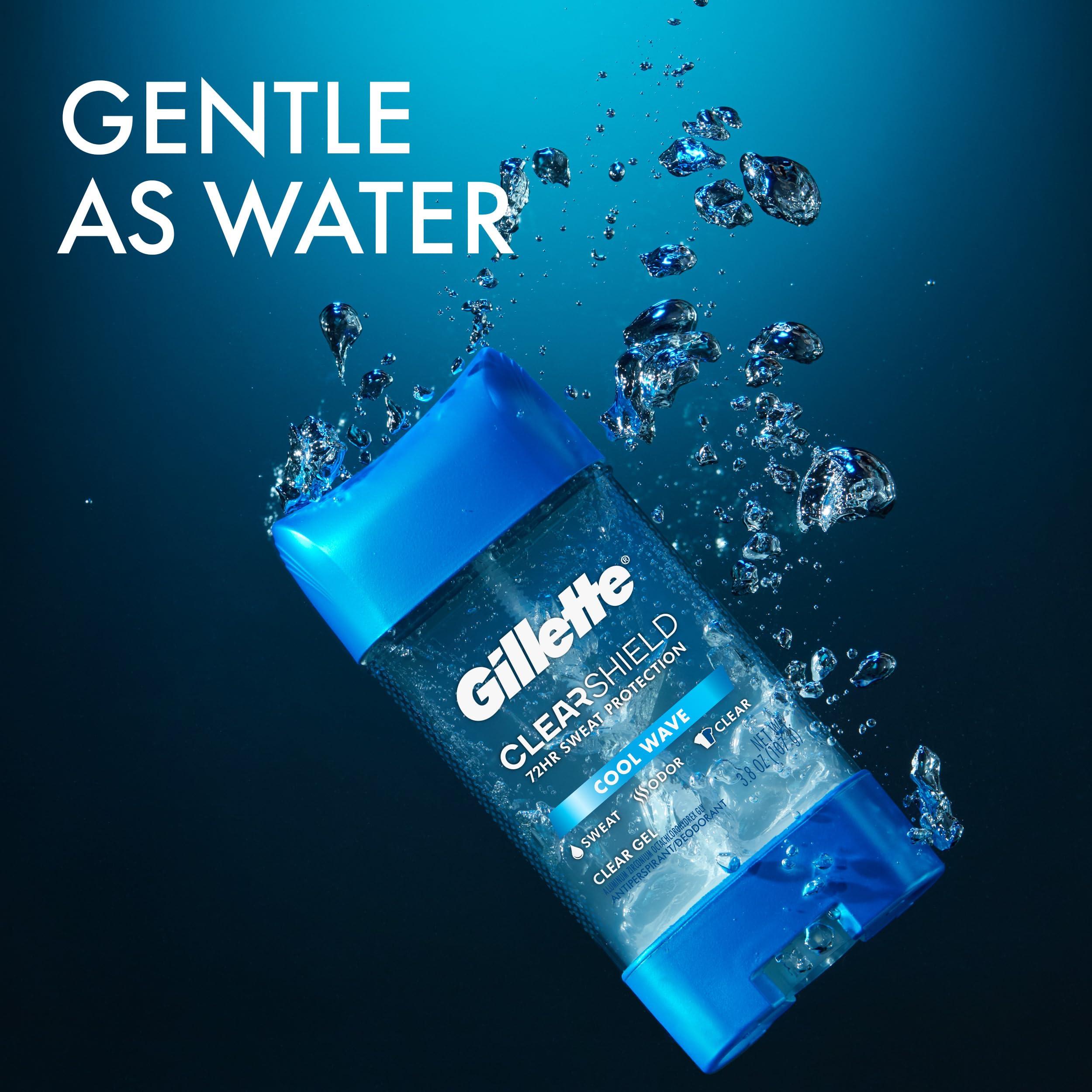 Gillette Antiperspirant and Deodorant for Men, 72hr Sweat & Odor Protection, Long Lasting Freshness, Anti-White Mark Technology, Clear Gel, Cool Wave Scent, 3.8 oz - Image 4