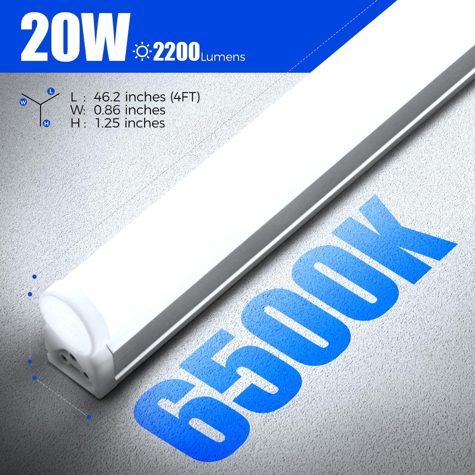 Barrina (6 Pack LED T5 Integrated Single Fixture, 4FT, 2200lm, 6500K Super Bright White, 20W Utility LED Shop Light, Ceiling and Under Cabinet Light, Corded Electric with ON/Off Switch, ETL Listed - Image 6