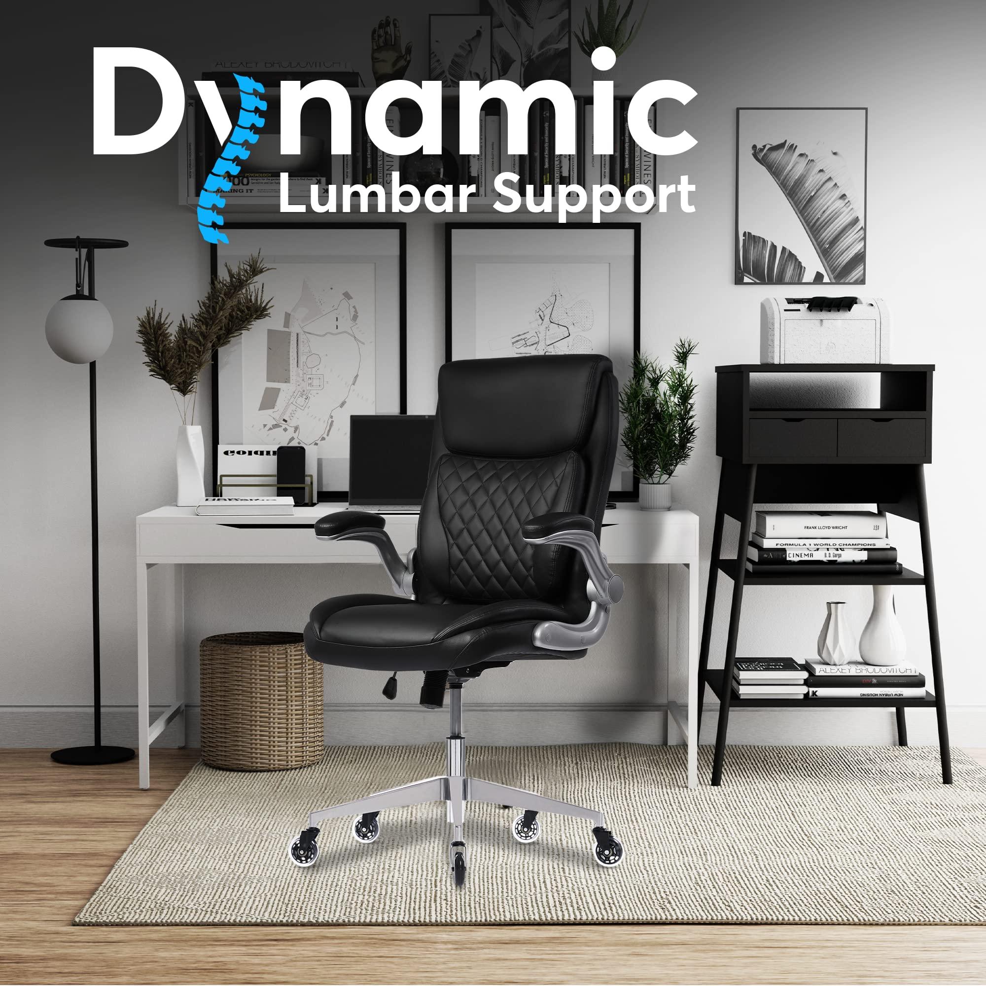 Oline ErgoAce Ergonomic Executive Office Chair, Rolling Home Desk PU Leather Gaming Computer Chair with Adjustable Armrests, Lumbar Support, Blade Wheels (Black) - Image 5
