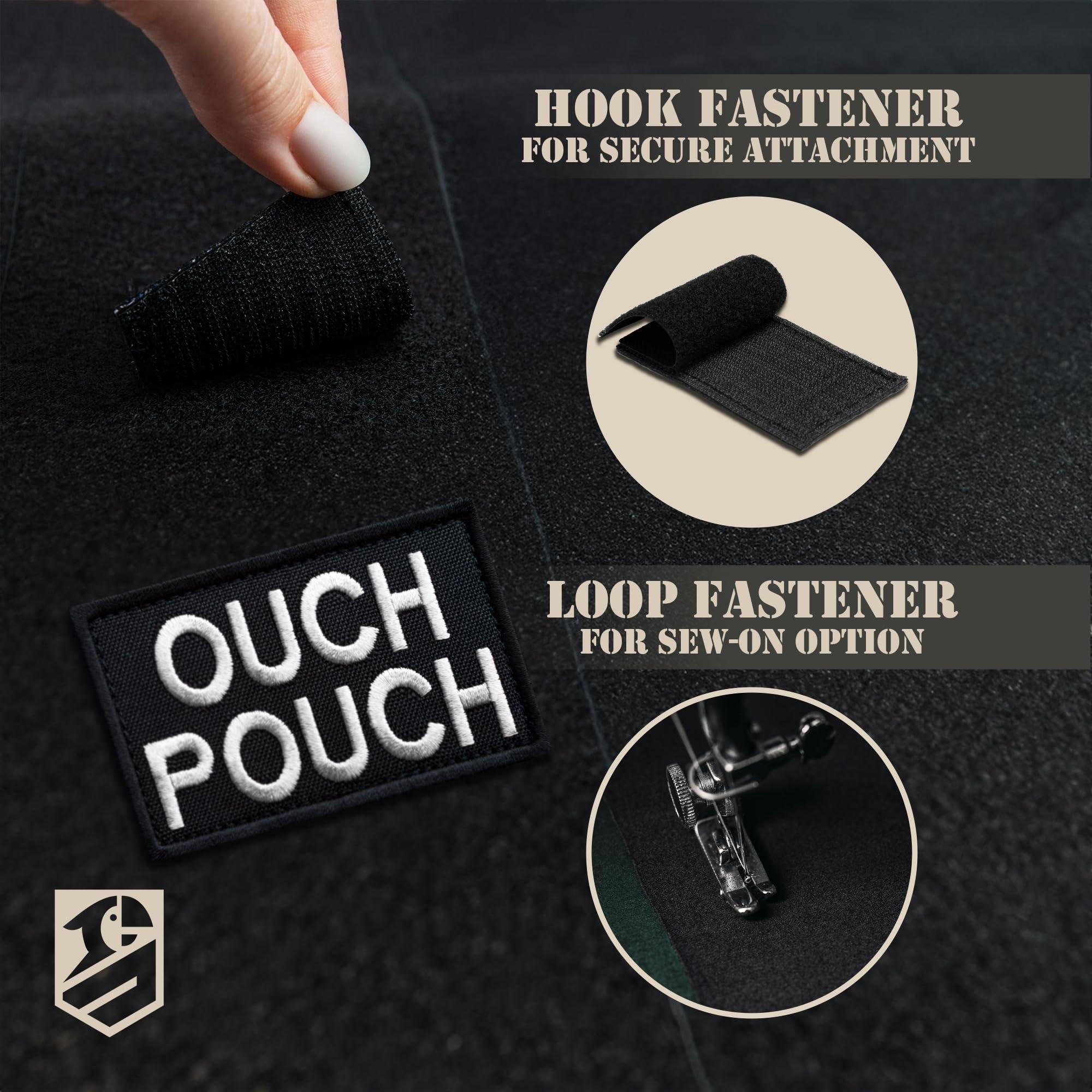 Bluyellow 2Pcs Ouch Pouch Patch, Embroidered Hook and Loop Medical EMS First Aid Patch for Backpack, Tactical Vest, Ifak Pouch, First Aid Kit Bag, Dog Vest, MOLLE, Black, 2x3 Inches - Image 6