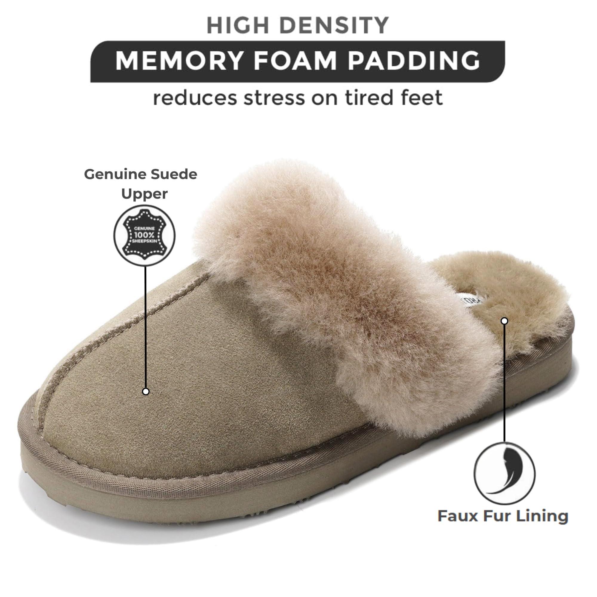 Project Cloud Shearling Slippers for Women Footwear - Genuine Suede Clogs Non-Slip Indoor/Outdoor Scuff Womens Slippers with Memory Foam Insole (Henka) - Image 2