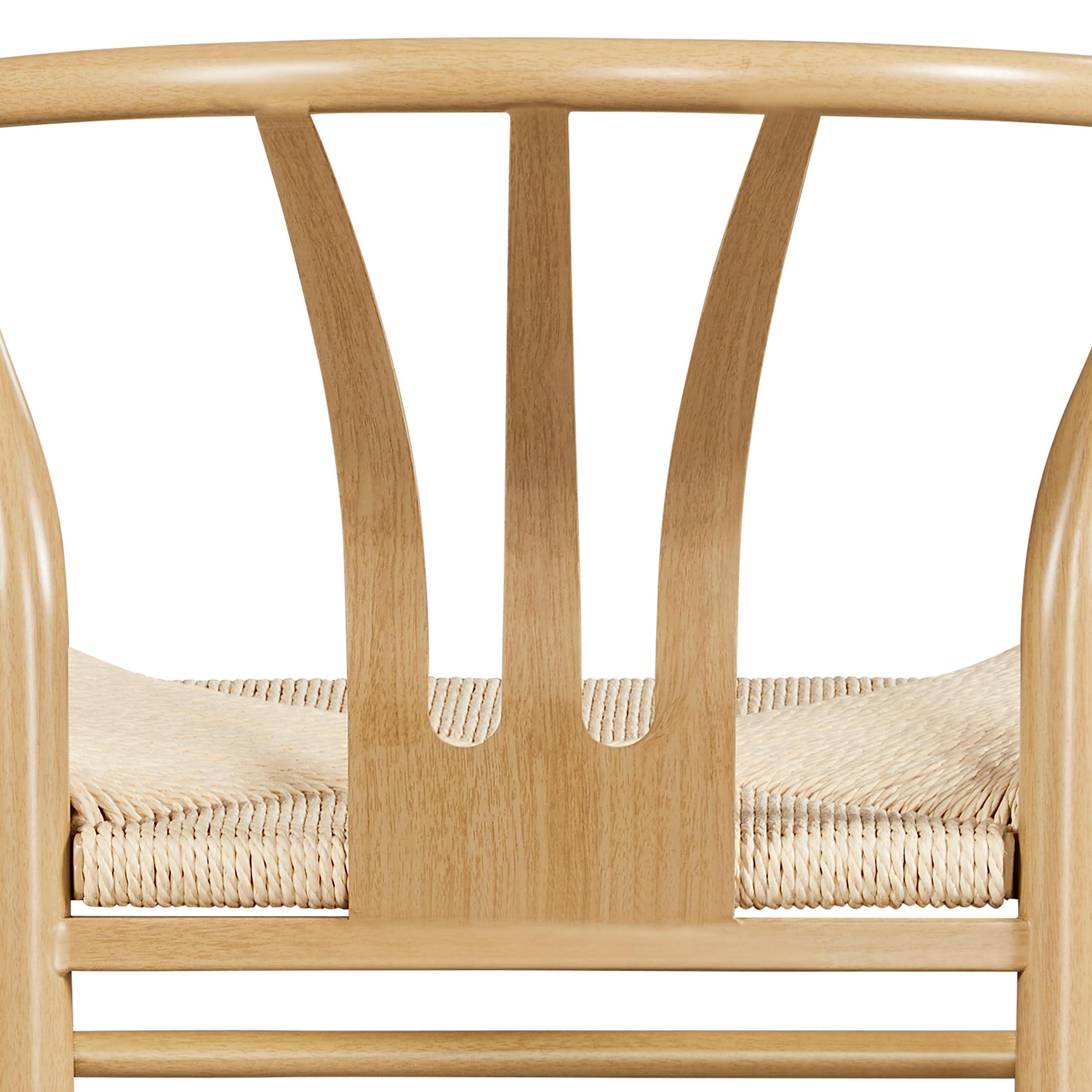 Yaheetech Weave Dining Chairs Set of 4 Mid-Century Modern Dining Room Chairs Weave Hemp Seat, Wood Color - Image 6