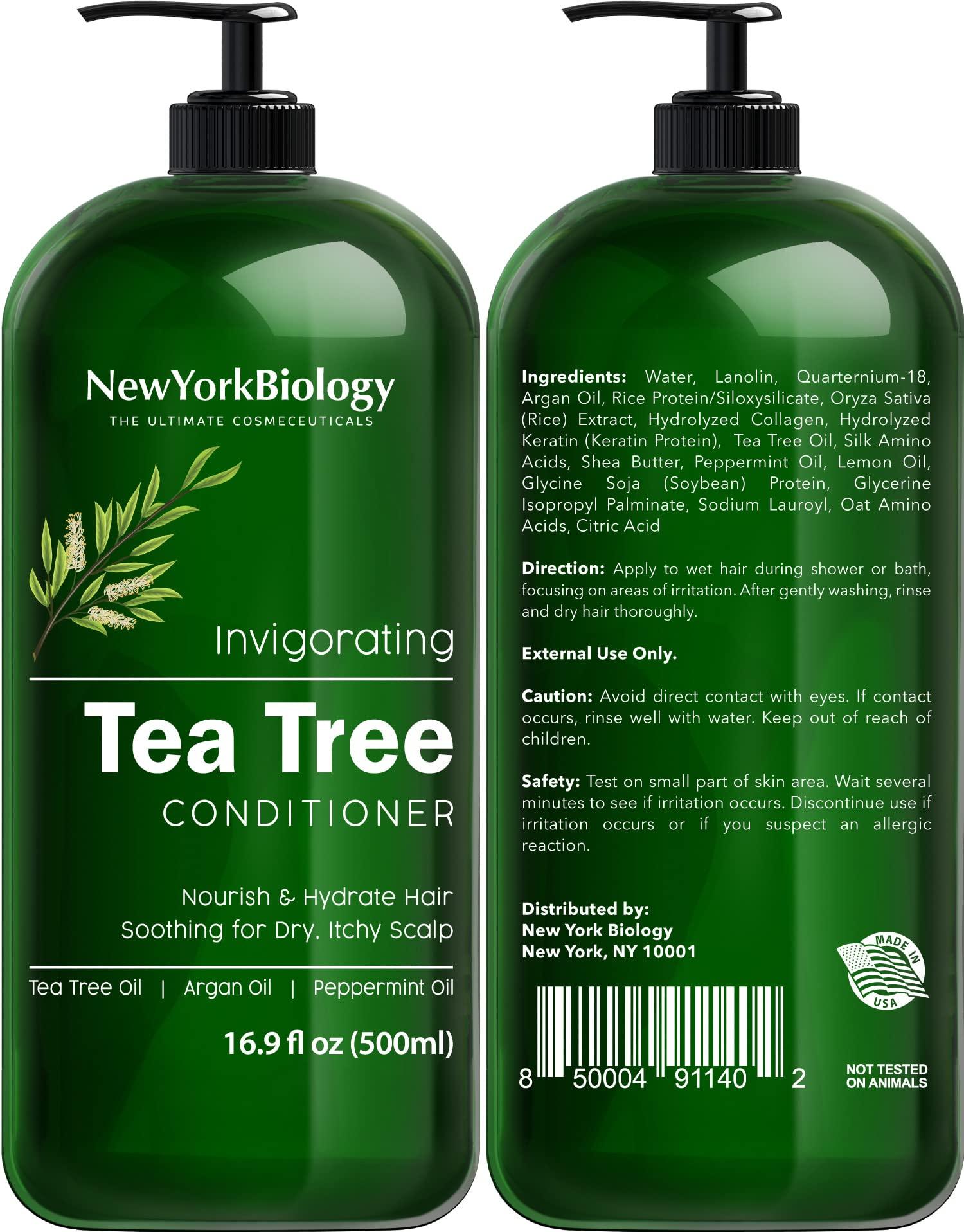 New York Biology Tea Tree Shampoo and Conditioner Set - Deep Cleanser - Relief for Dandruff and Dry Itchy Scalp - Therapeutic Grade - Helps Promote Hair Growth - 16.9 Fl Oz - Image 3