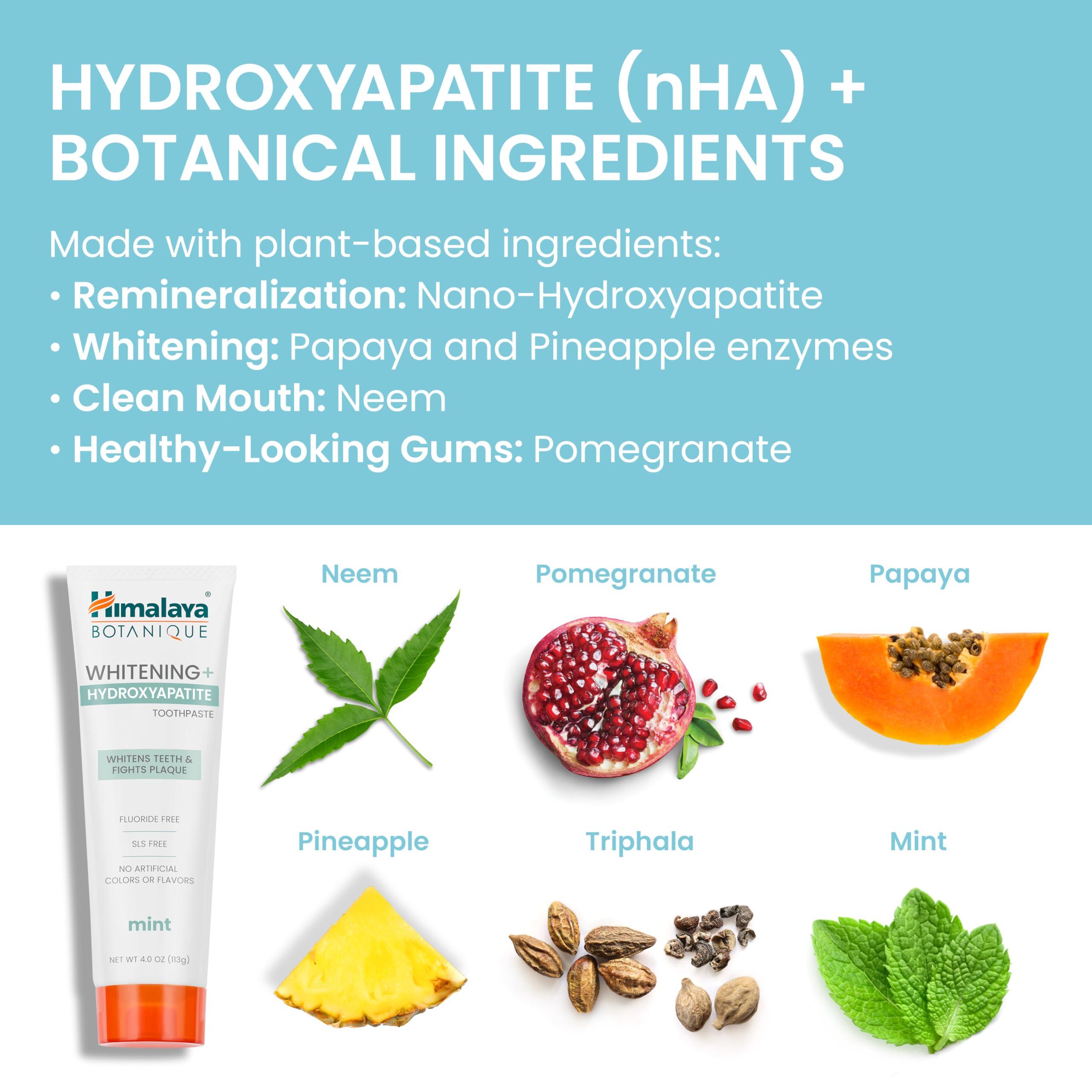 Himalaya Botanique Whitening + Hydroxyapatite Toothpaste, Mint Flavor - Nano Hydroxyapatite to Support Remineralization and Restore Enamel, Appropriate for Sensitive Teeth - Vegan, Gluten Free, 4 oz - Image 6