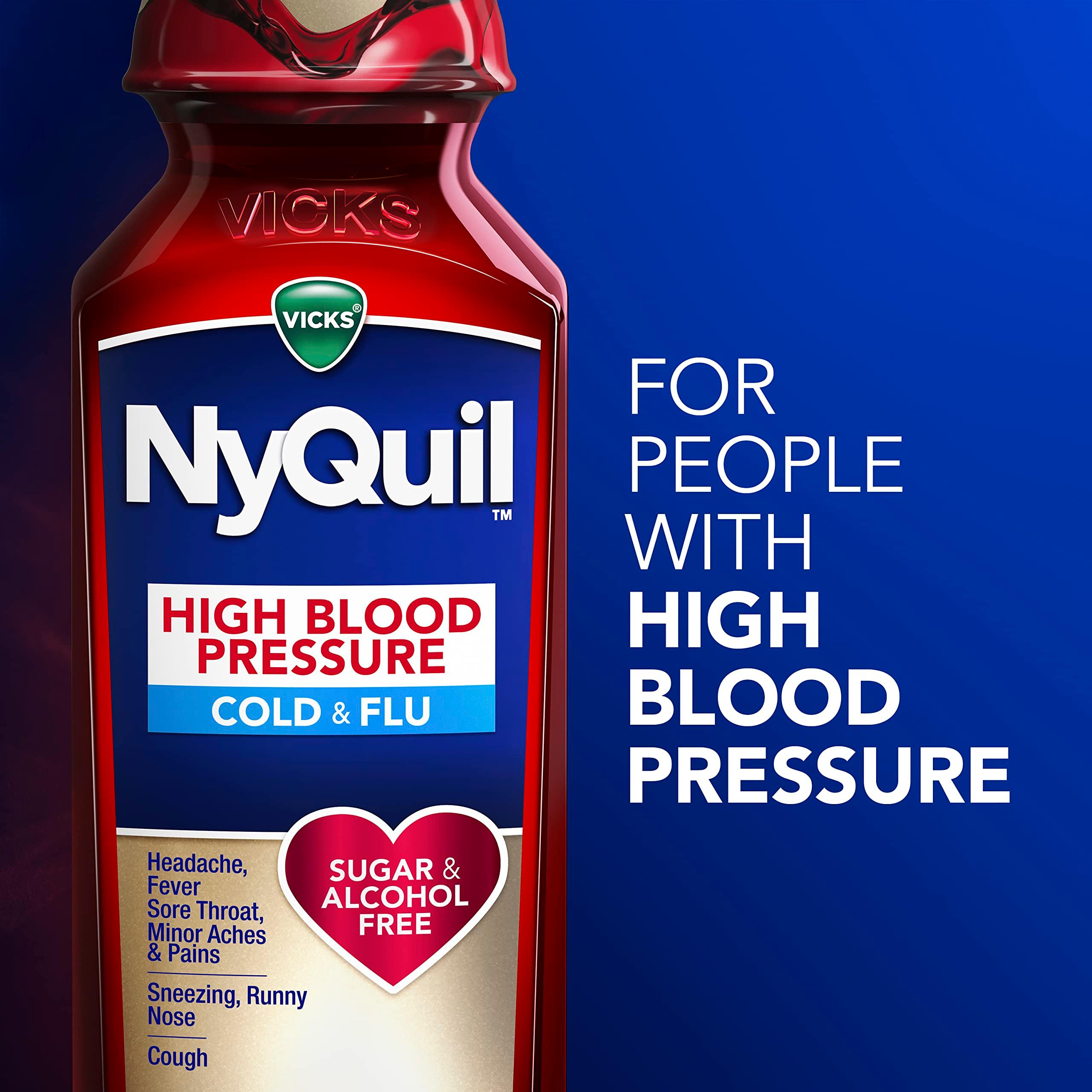 VICKS DayQuil & NyQuil High Blood Pressure Cold & Flu Relief Liquid Medicine Co-Pack, Powerful Multi-Symptom Daytime & Nighttime Relief for Cold, Cough, and Flu Symptoms, Sugar & Alcohol Free, 2x8oz - Image 3