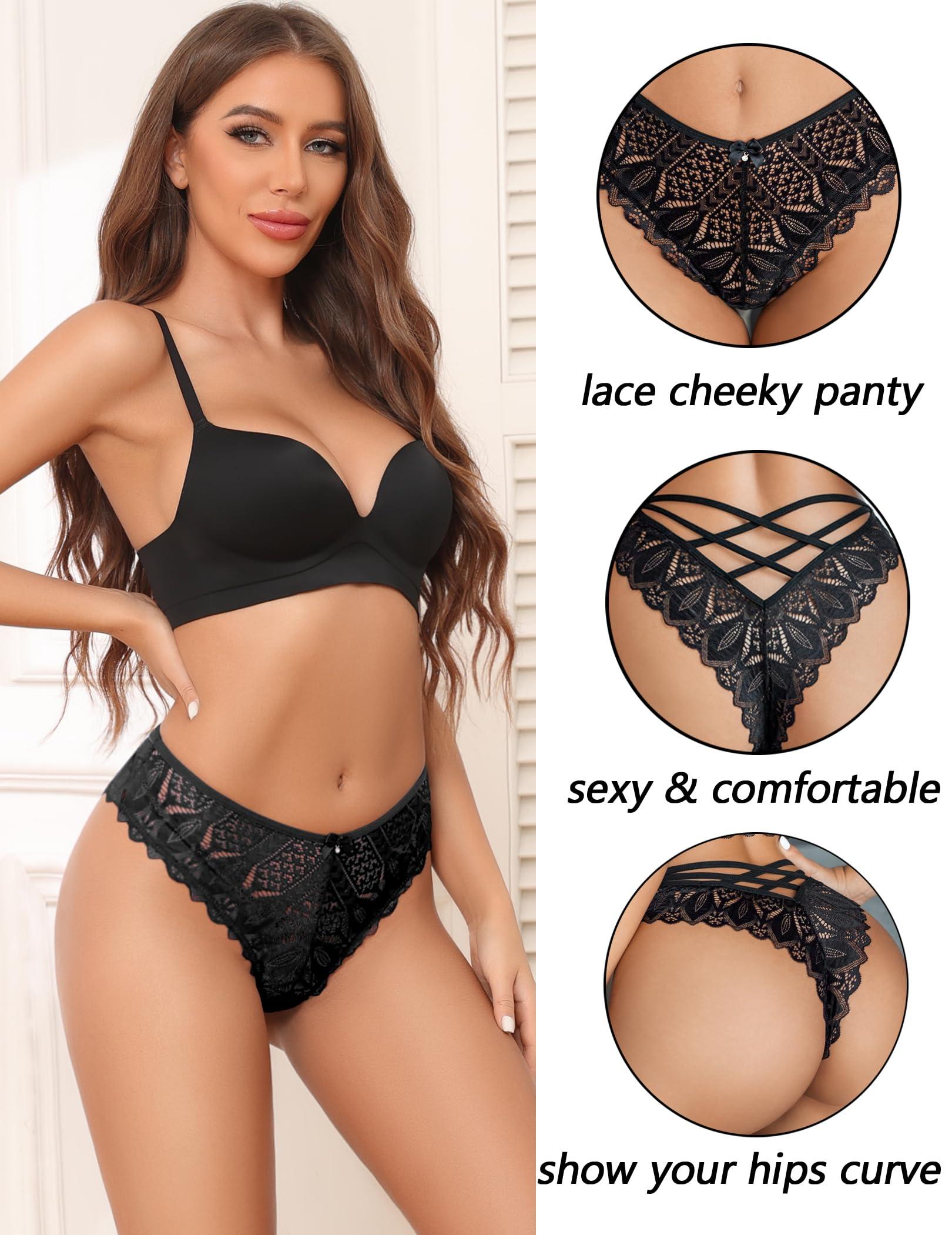 Avidlove Sexy Cheeky Panties for Women Lace Criss Cross Bikini Underwear 1-4 Pack - Image 4