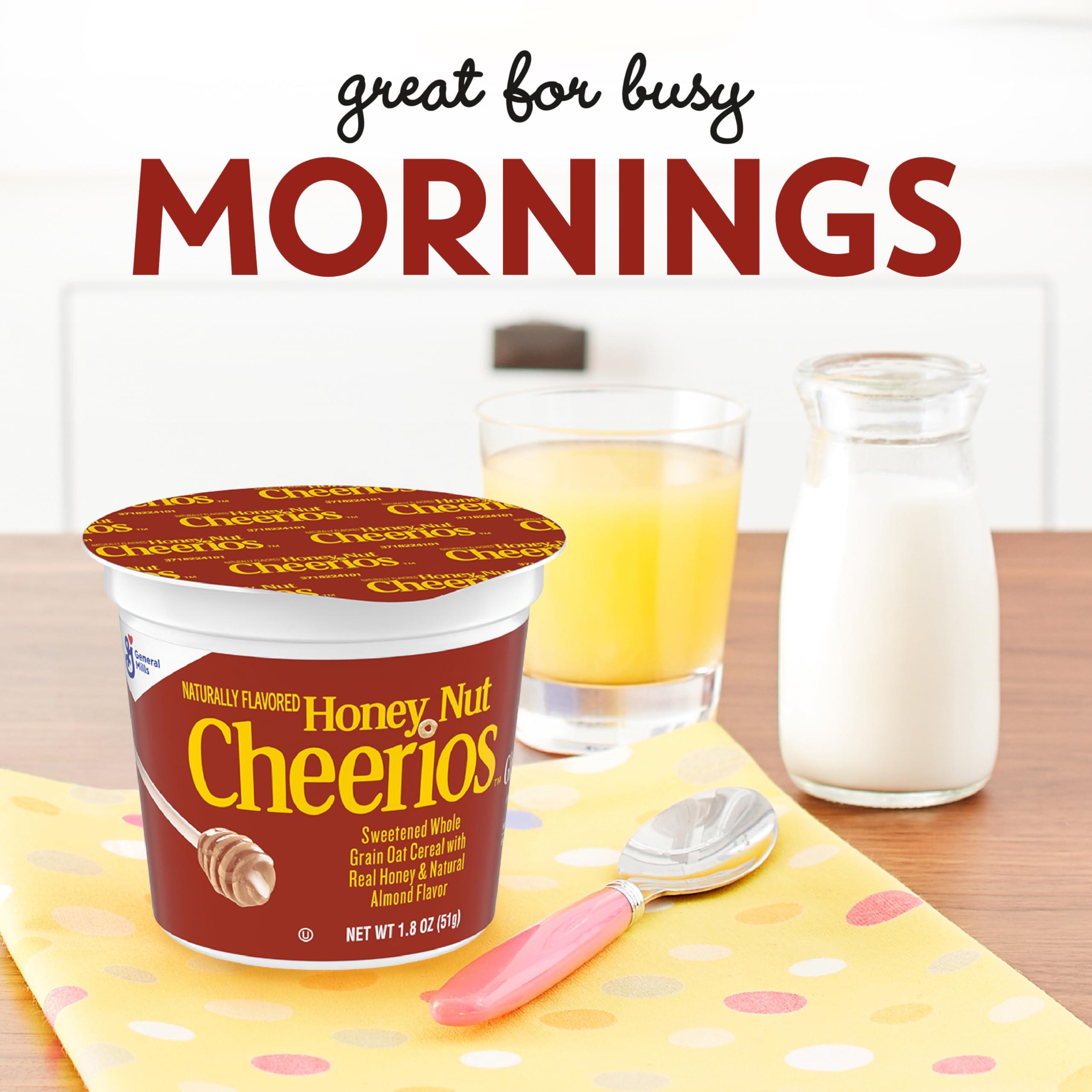 Honey Nut Cheerios Breakfast Cereal Cup, Gluten Free, Single Serve Cereal, 1.8 oz (Pack of 12) - Image 4