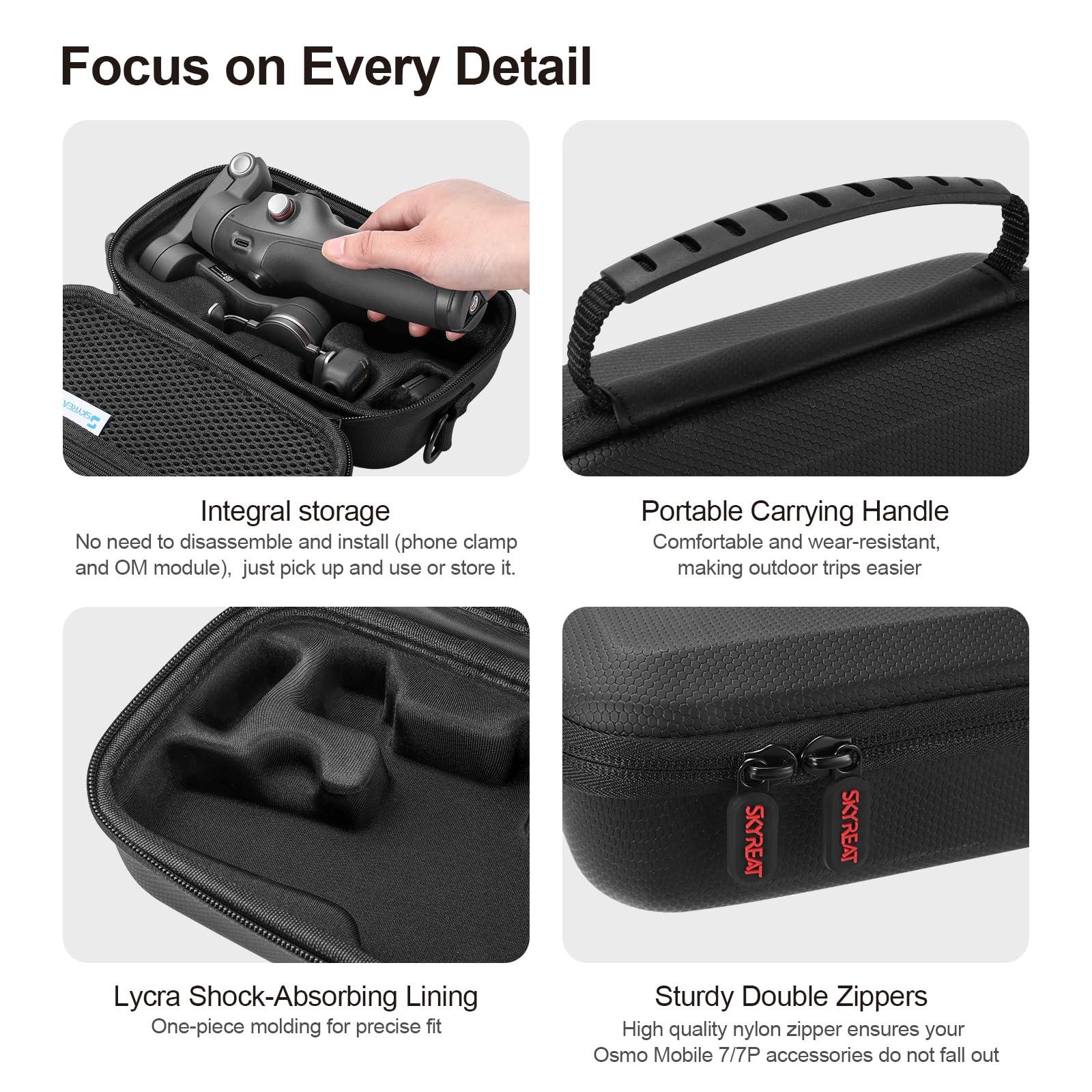 Skyreat Osmo Mobile 7P Case,PU Leather Portable Storage OM 7P Case Shoulder Bag for DJI OM 7 /7P Smartphone Gimbal Stabilizer Accessories - Image 4