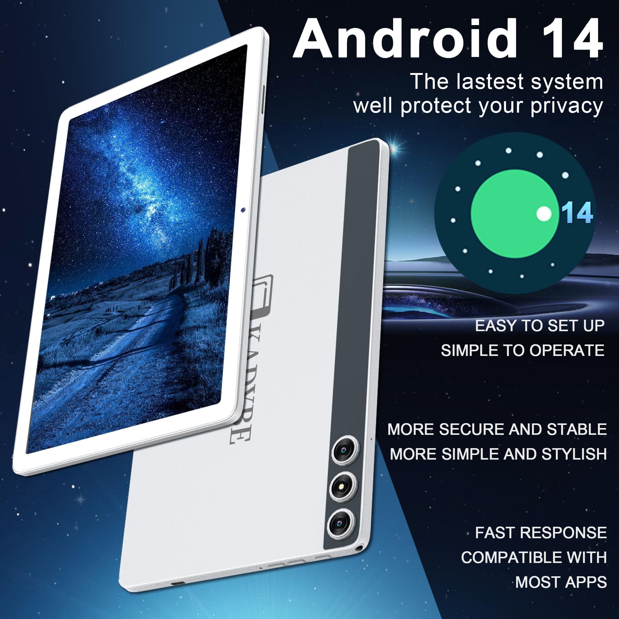 2025 Latest Android 14 Tablet, 10 inch Tablet with 128GB Storage 1TB Expandable 14GB RAM, Dual 4G Cellular Tablets with keyboard Support 5Ghz WiFi/Bluetooth 5.0, Octa-Core Processor, FHD IPS Screen - Image 2