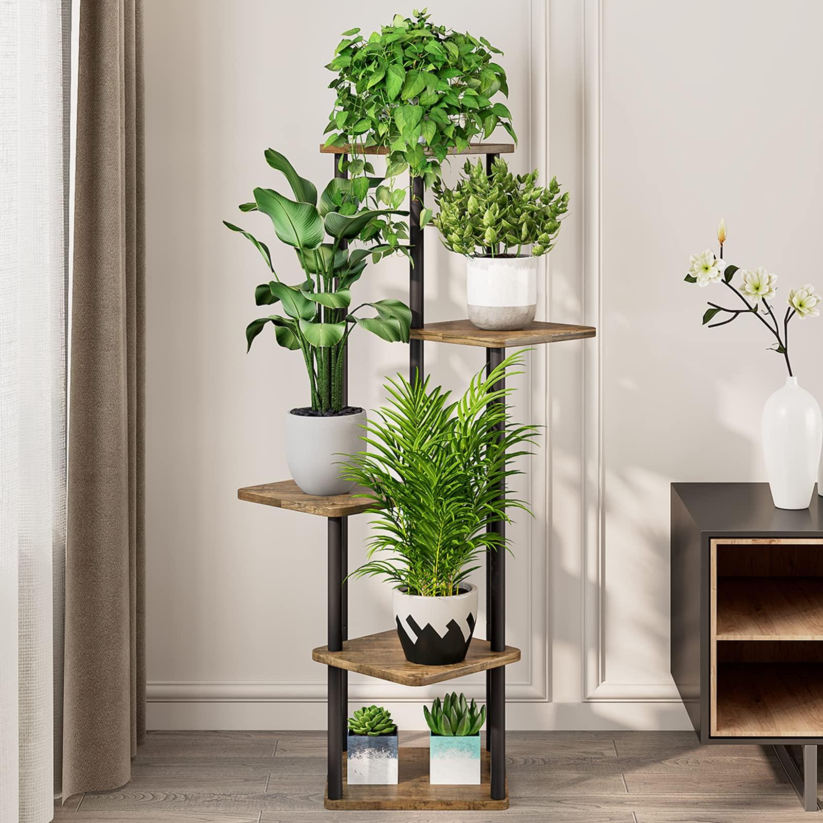 AZERPIAN Plant Stand 5 Tier Indoor Metal Flower Shelf for Multiple Plants Corner Tall Flower Holders for Patio Garden Living Room Balcony Bedroom, Black (5 Tier-Black) - Image 4