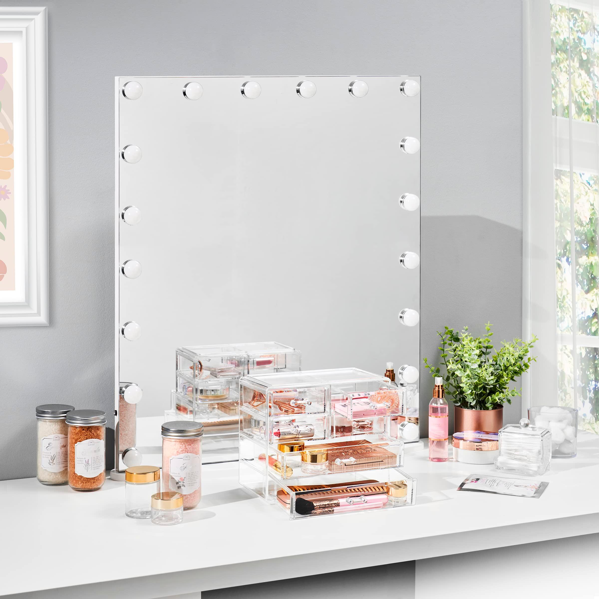 Sorbus Clear Makeup Organizer Display - Stylish Organization and Storage Case for Cosmetics, Jewelry & Hair Accessories - Space Saving Makeup Organizer for Vanity & Bathroom (2 Large, 4 Small Drawers) - Image 2