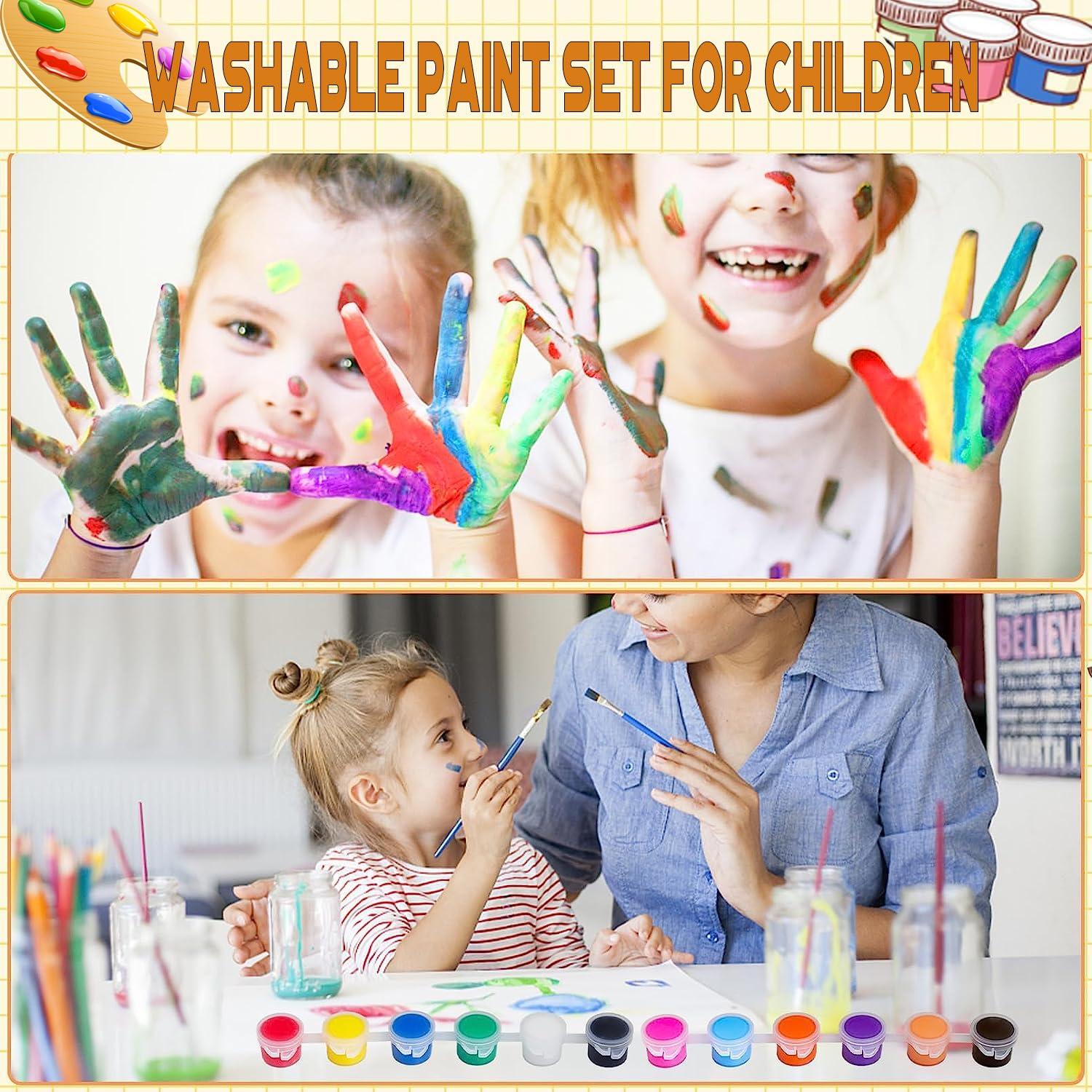 280 Pcs Washable Acrylic Paint for Kids Arts and Crafts, 20 Gouache Watercolor Paint Sets of 12 Colors for Party Classroom Painting Supplies, 20 Flat and 20 Pointed Brushes (COLOR-1) - Image 5