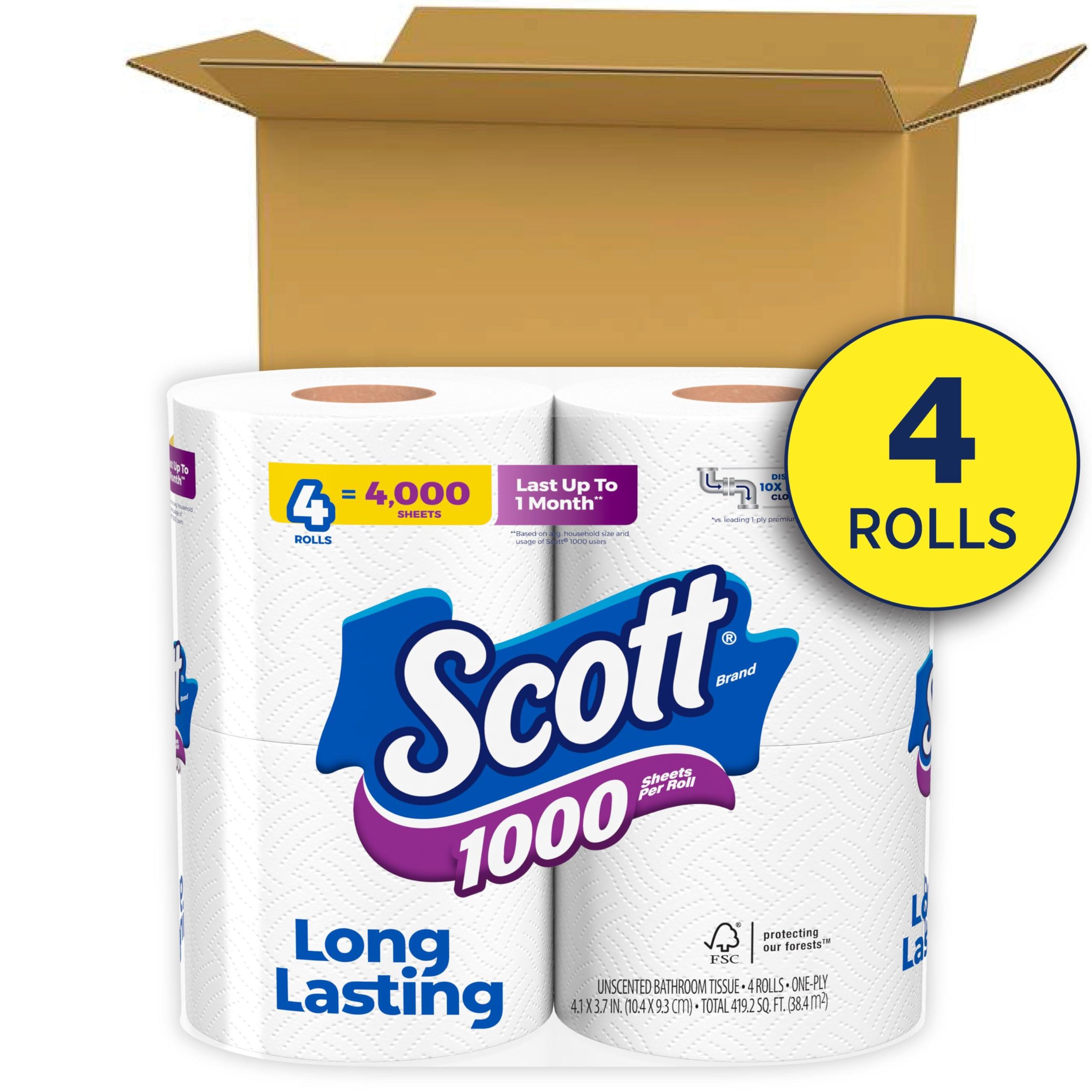 Scott 1000 Sheets Per Roll Toilet Paper, 4 Rolls, Bath Tissue - Image 2