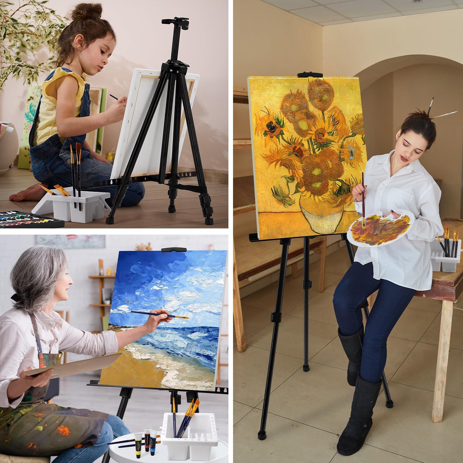 149Pcs Deluxe Artist Painting Set with Aluminum and Beech Wood Easel, 48 Colors Acrylic & Oil Paints, 24 Colors Watercolor Paints, Art Paint Supplies for Artists, Beginner & Adults - Image 7