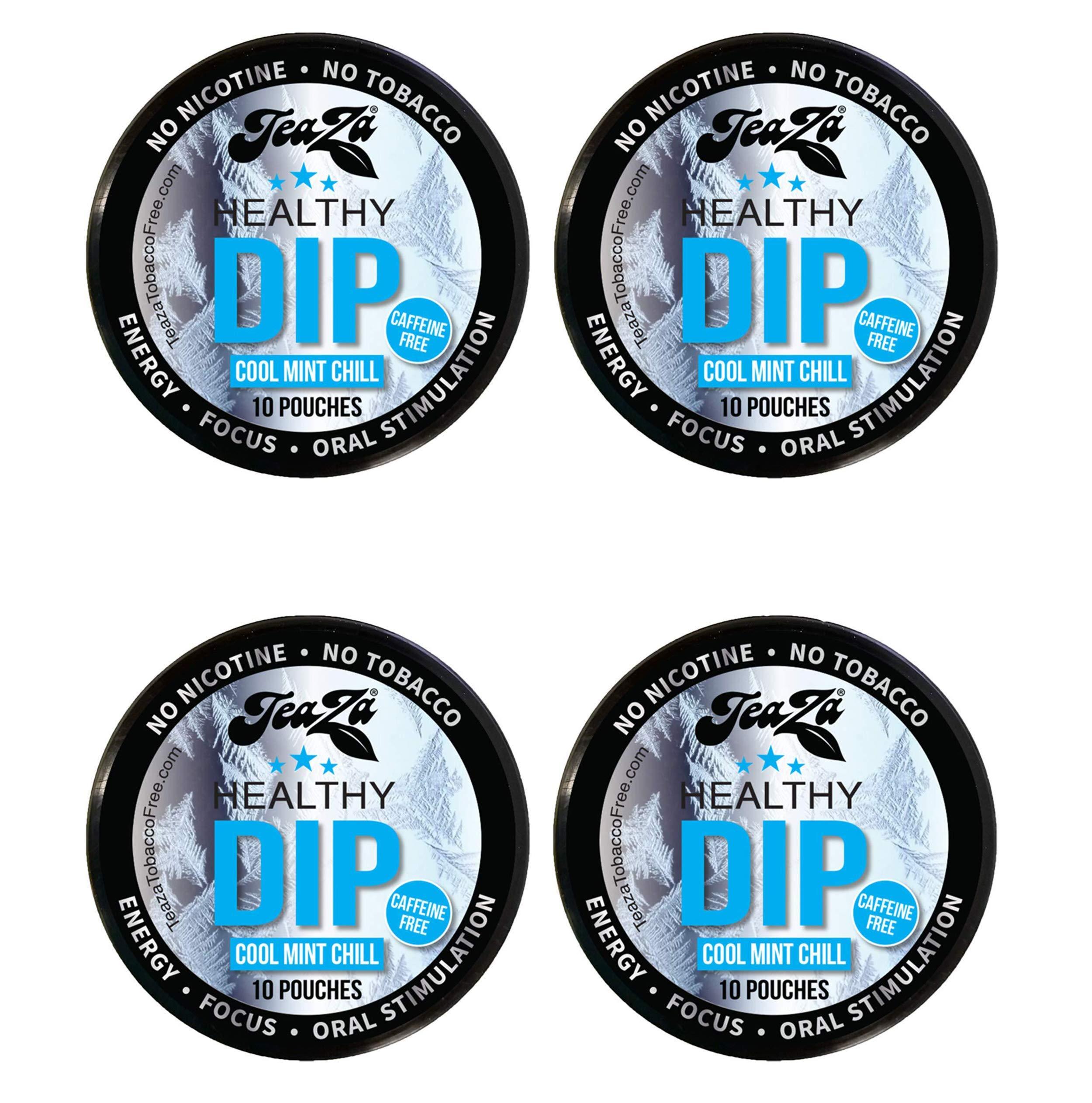 Teaza Herbal Energy Pouches, Alternative Snuff and Healthy Dip, Caffeine Free Tobacco Free Chew Premium Crisp Minty Flavor - Cool Mint Chill (4 Pack) - Image 2