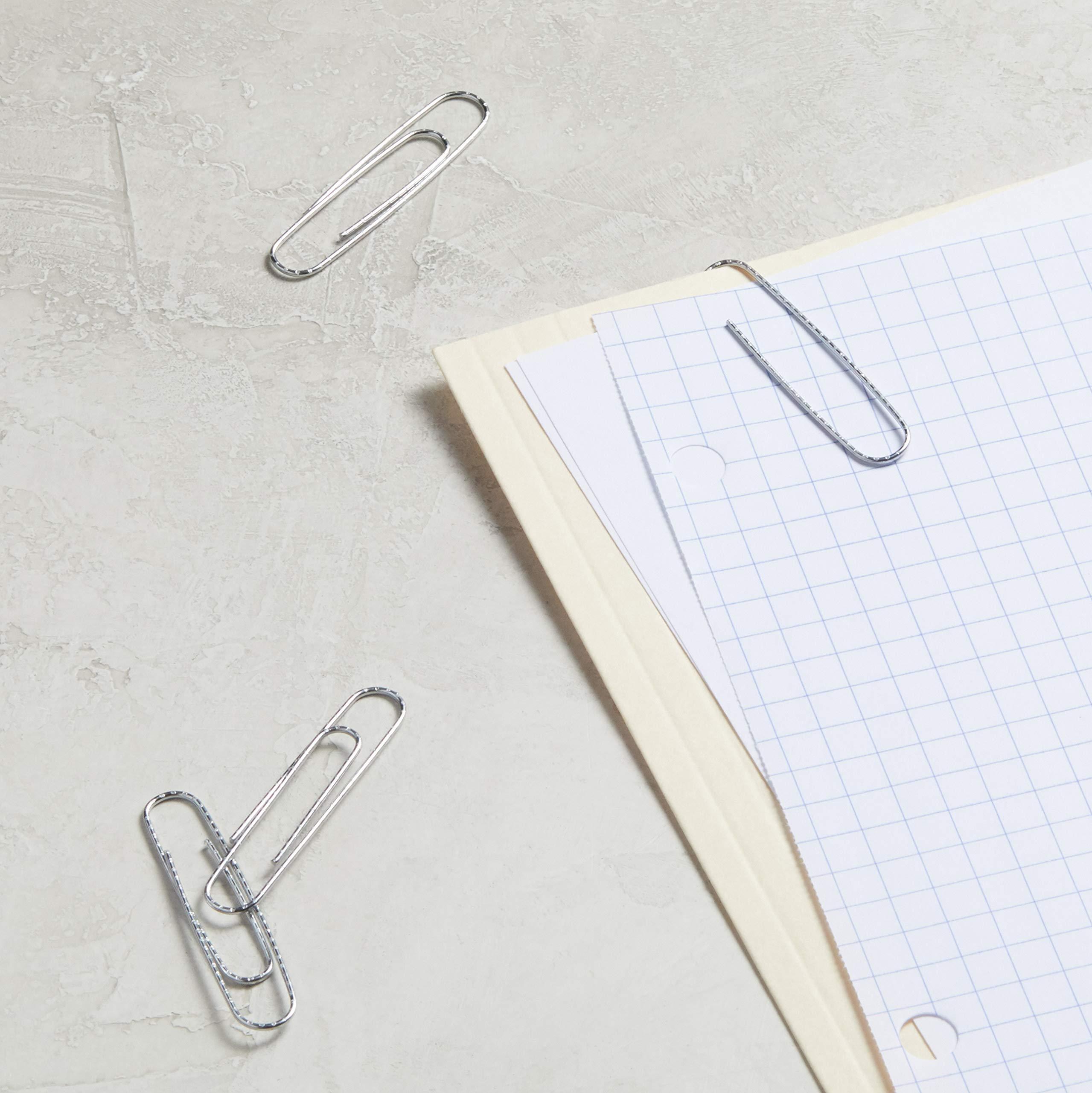 Amazon Basics Jumbo Size Office Paper Clips, Non Skid, 1000 Count (10 Pack of 100), Silver, A7072557 - Image 2
