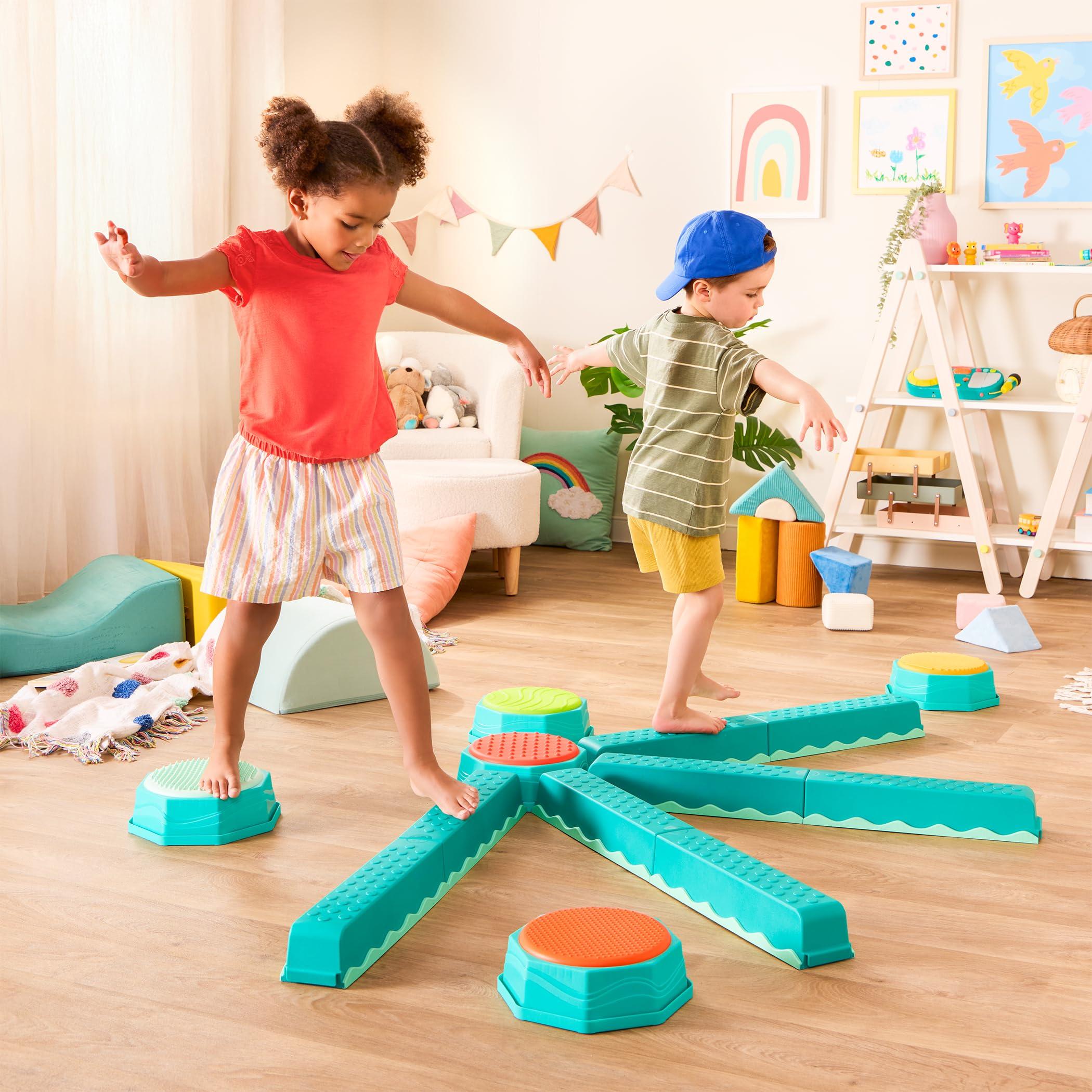 B. toys – Balance Beam for Kids – Interlocking Balancing Beams – 5 Sensory Pads & 8 Beams – Active Play for Toddlers, Kids – 3+ Years– Balance & Build Set - Image 2