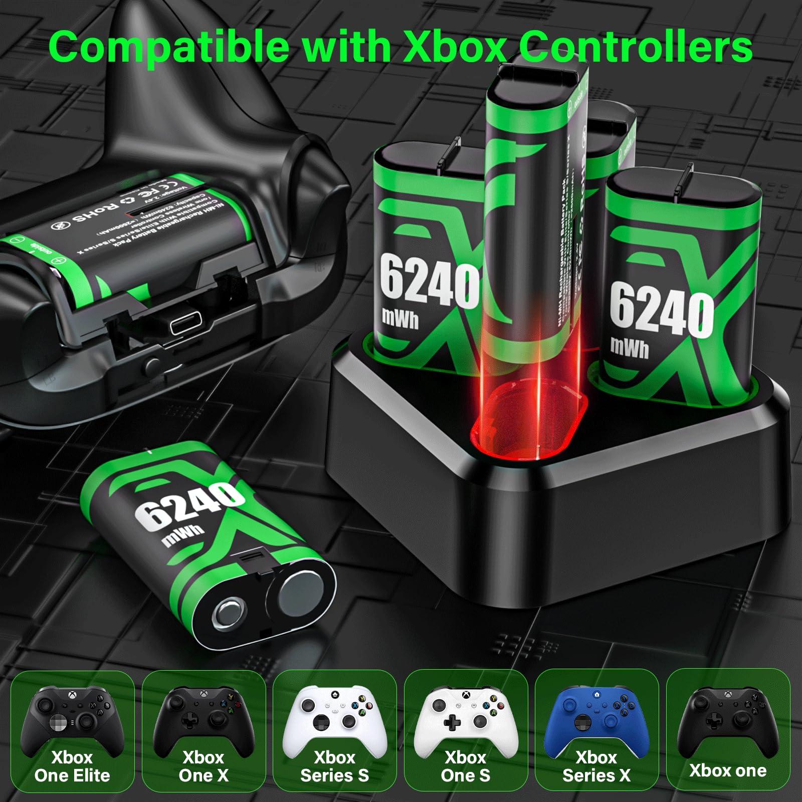 Rechargeable Xbox Controller Battery Pack for Xbox one/Xbox One S/Xbox One X/Xbox One Elite/Xbox Series X|S, 4x6240mWh Batteries Pack for Xbox Accessories Kits, Xbox Rechargeable Battery Pack(4 Pack) - Image 2