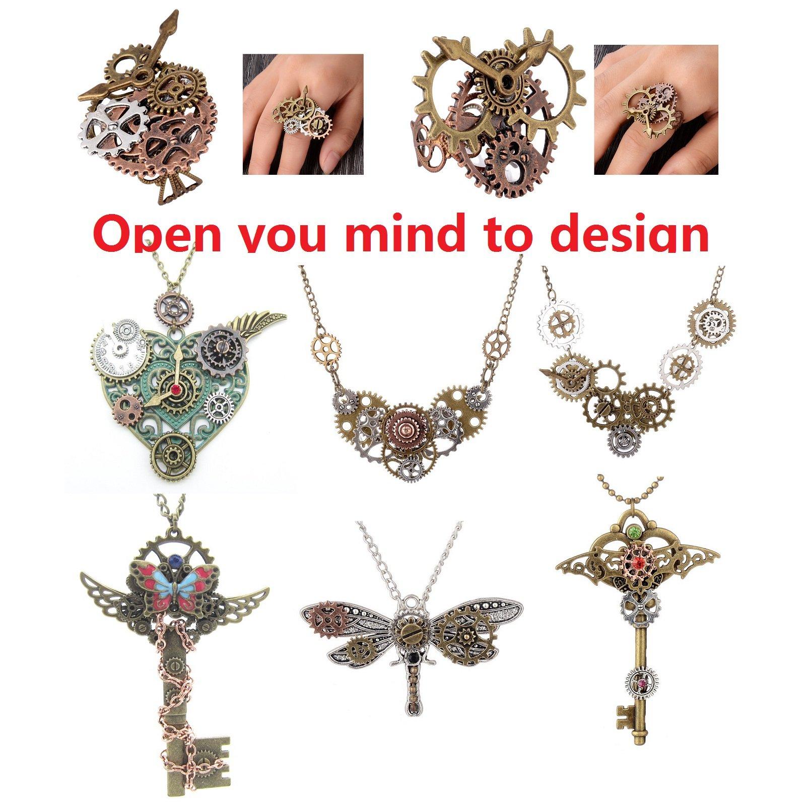 30pcs Antique Bronze Mix Skeleton Steampunk Clock Face Watch Gear Cog Wheel Pendant Charms Jewelry Making DIY Steampunk Gear Pendant Charms Wholesale (M071) - Image 7