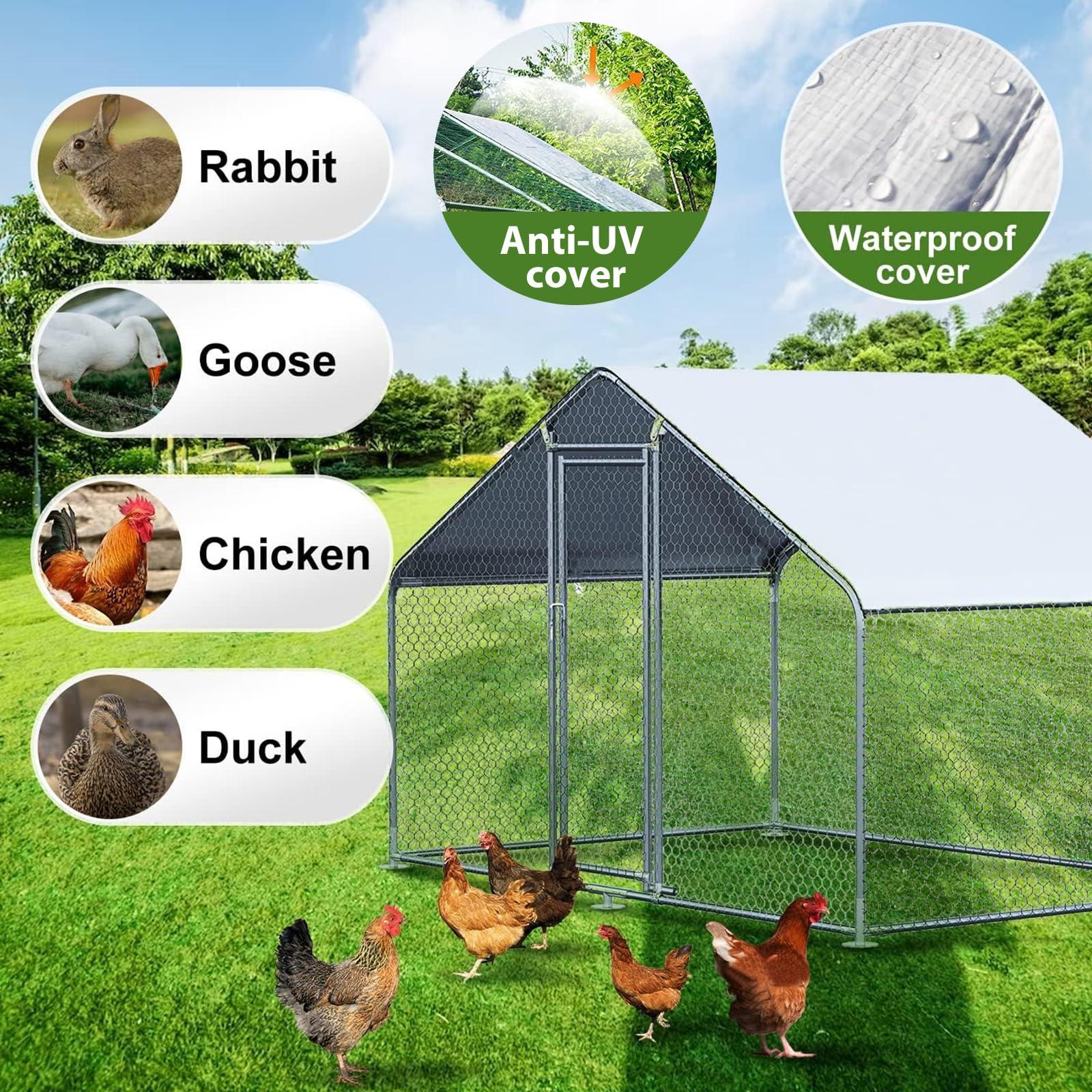 MODCART Metal Chicken Coop 9.8'L x 26'W x 6.4'H Chicken Runs for Yard with Cover Chicken Play Pen Enclosure Duck CoopCage for Outdoor Backyard Farm Rabbit Small Animal Poultry - Image 3