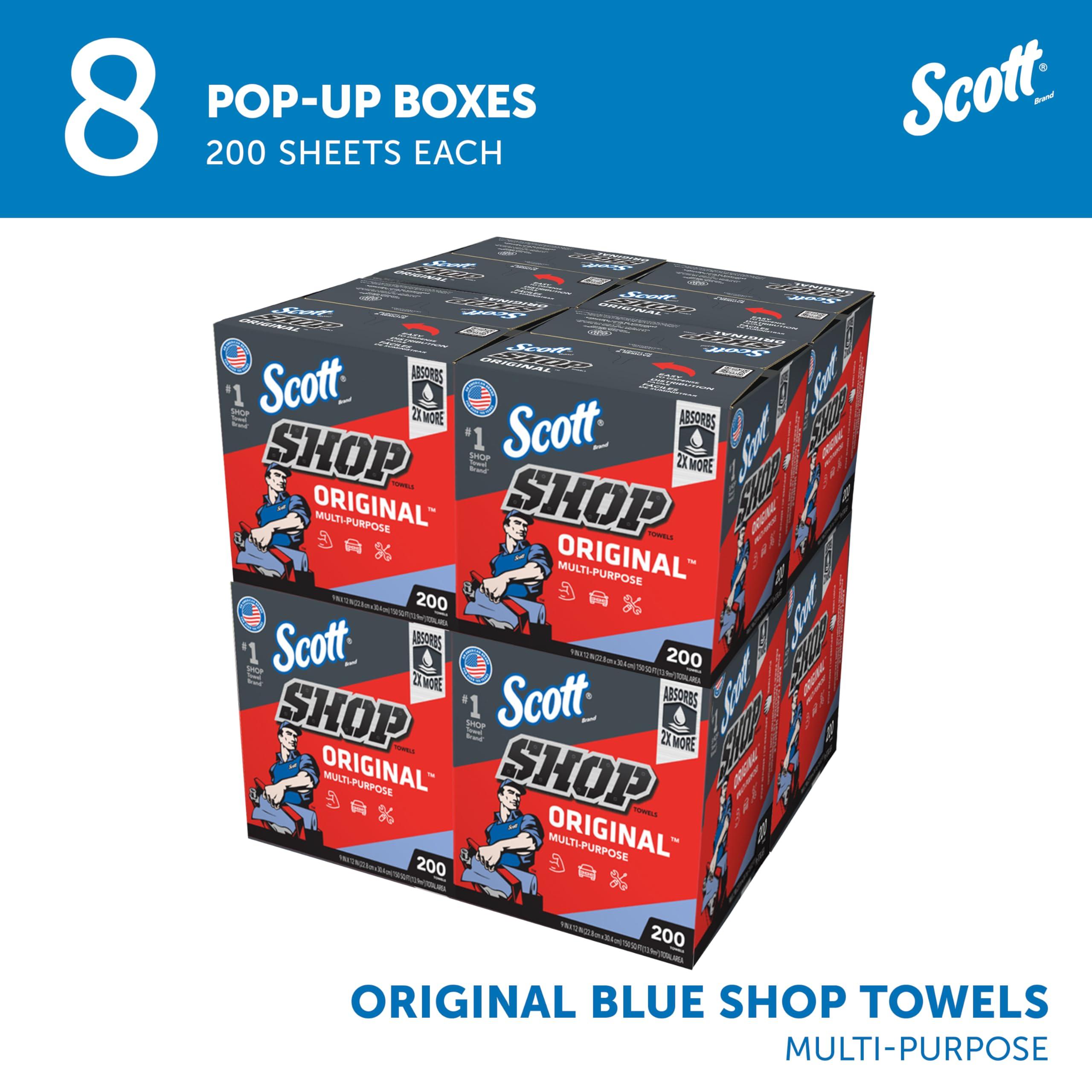 Scott® Shop Towels Original (75190), Blue, Pop-Up Dispenser Box (200 Towels/Box, 8 Boxes/Case, 1,600 Towels/Case) - Image 2