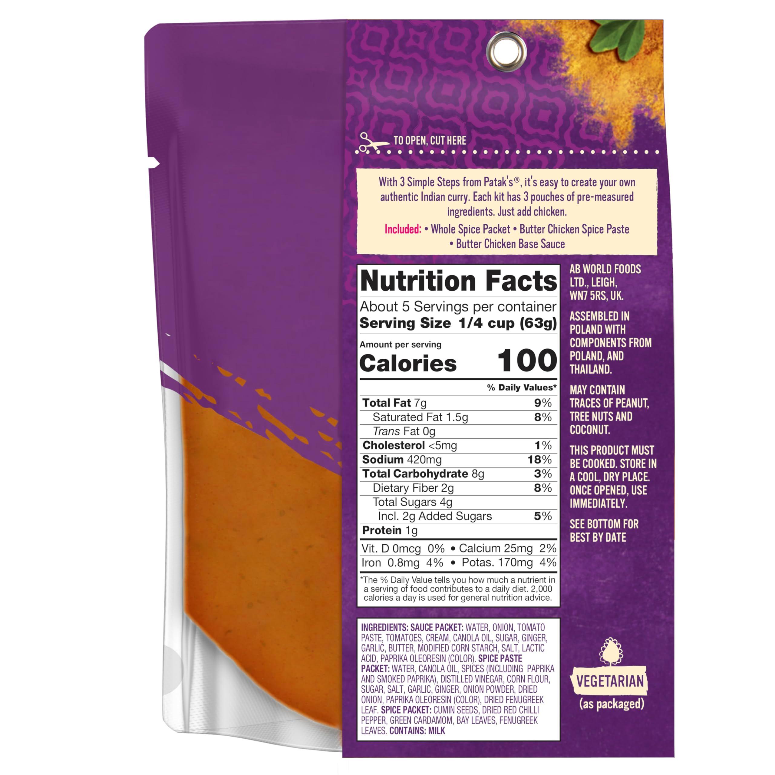 Patak's Butter Chicken Curry Sauce Kit 3-Step, 11 Fl Oz - Image 2