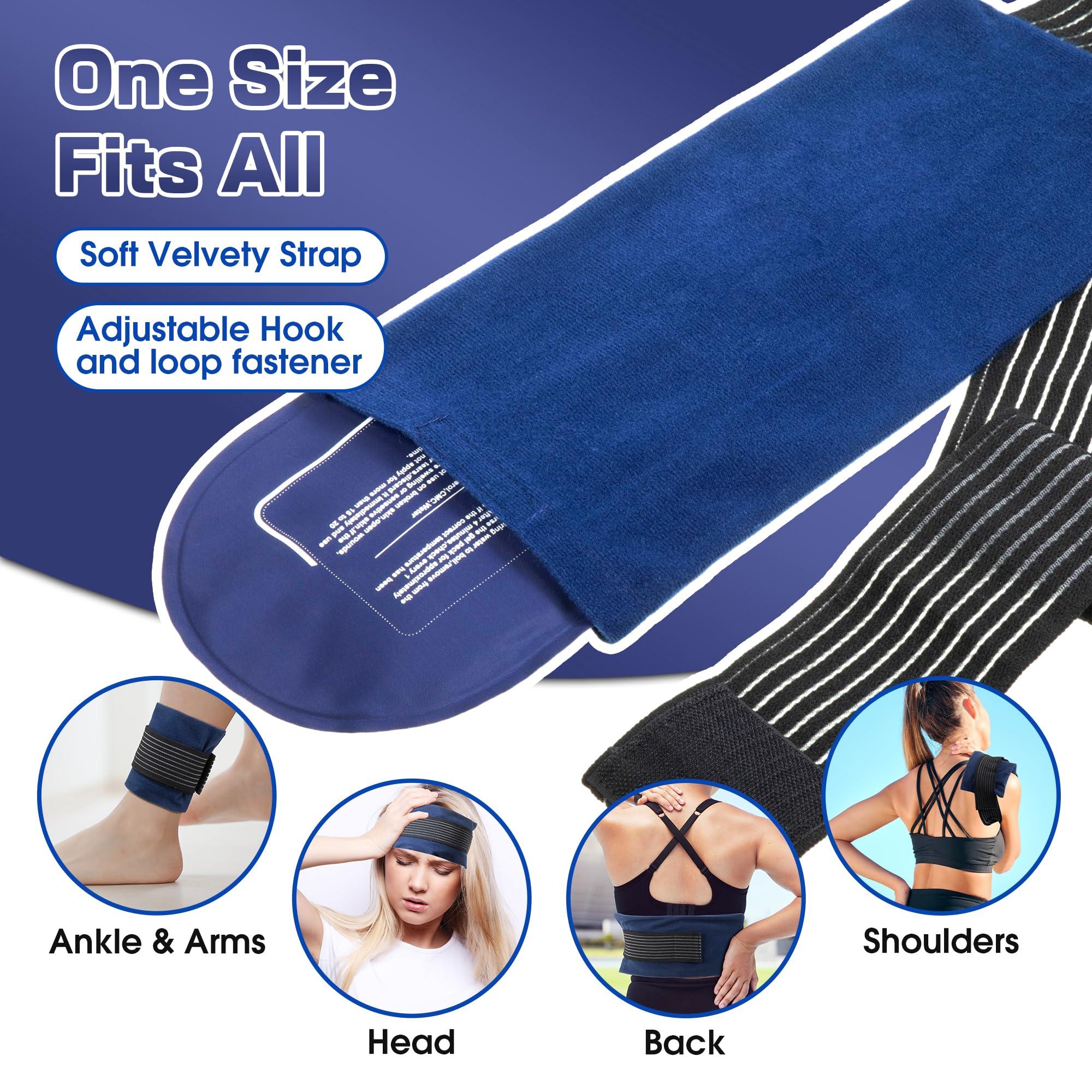 Ice Packs for Injuries Reusable, 4 Pack Hot and Cold Gel Packs and 2 Pack Adjustable Flexible Gel Wraps for Back Shoulders Arms Knees and Legs Injury Recovery, Alleviate Joint and Muscle Pain Relief - Image 6
