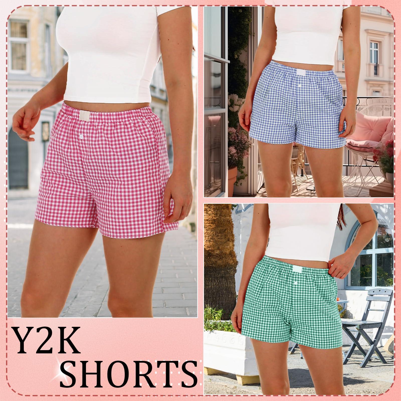 Bunnycool 3 Pack Women's Boxer Shorts, Casual Summer Pajama Gingham Shorts Sleep Plaid Pants Lounge Y2k Beach Bottoms 2025 - Image 5
