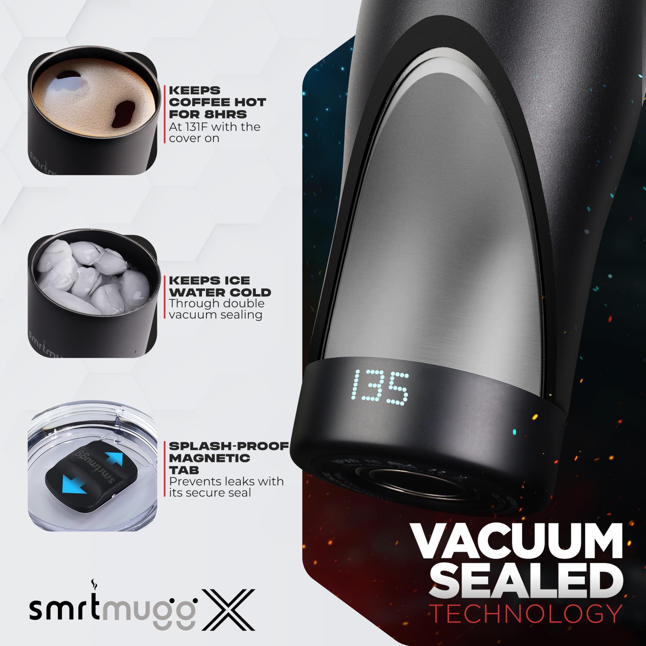 SMRTMUGG X Heated Coffee Mug 19 oz., 8 Hour Battery Life, Self-Heating, Adjustable Temp Controlled, LCD Screen, One Button Temperature Adjustment, Includes Cover with Magnetic Slider (Black) (Black) - Image 4