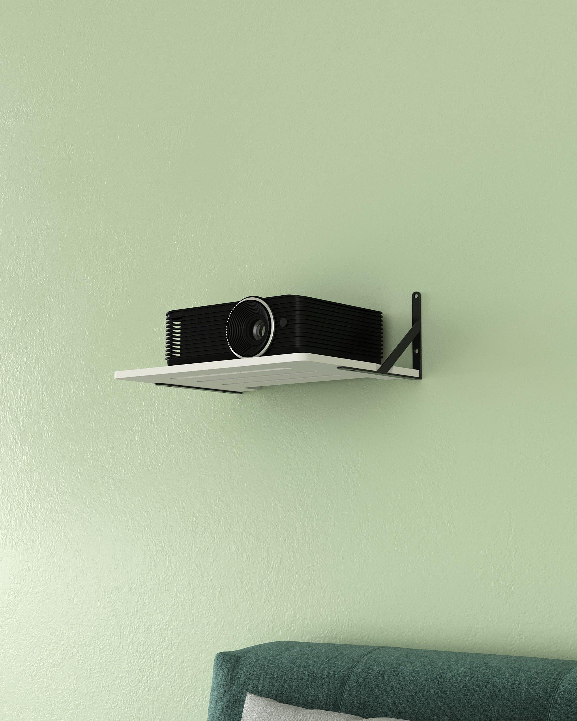 AREAJD Black White Small Mini Projector Shelf for Wall, Cable Box/Router Shelf,Floating Projector Mount, Holder Stand Accessories - Image 7