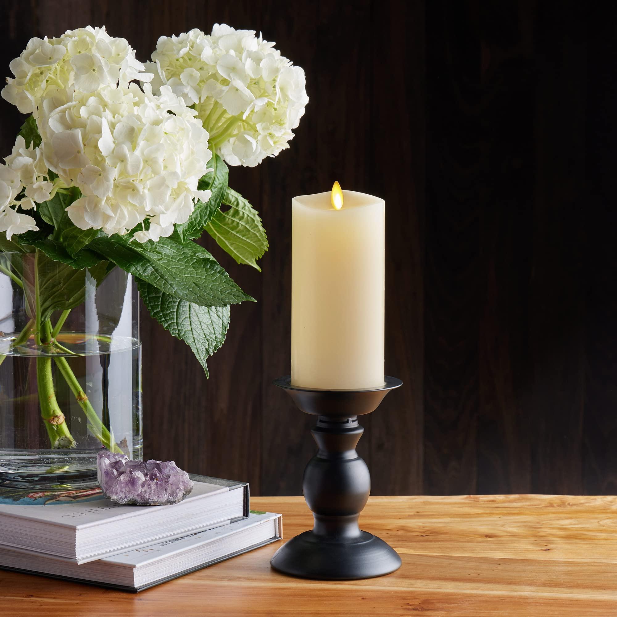 Luminara Realistic Artificial Moving Flame Pillar Candle - LED Operated Lights - Unscented - Remote Ready - Ivory (7.6 Wide x 15.6 Tall Centimetre) - Image 2