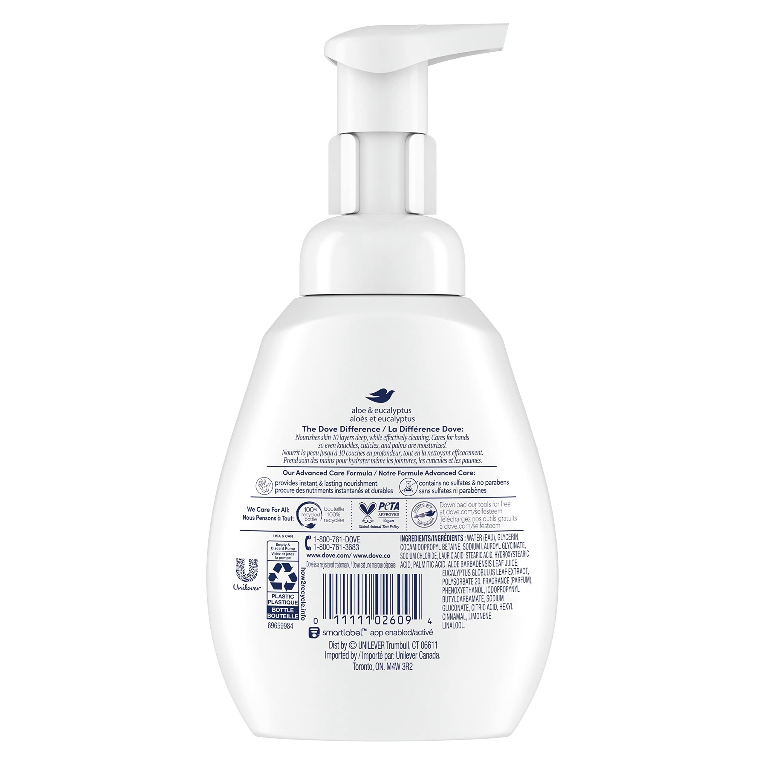 Dove Foaming Hand Wash 4 Count Aloe & Eucalyptus Protects Skin from Dryness, More Moisturizers than the Leading Ordinary Hand Soap, 10.1 oz - Image 2