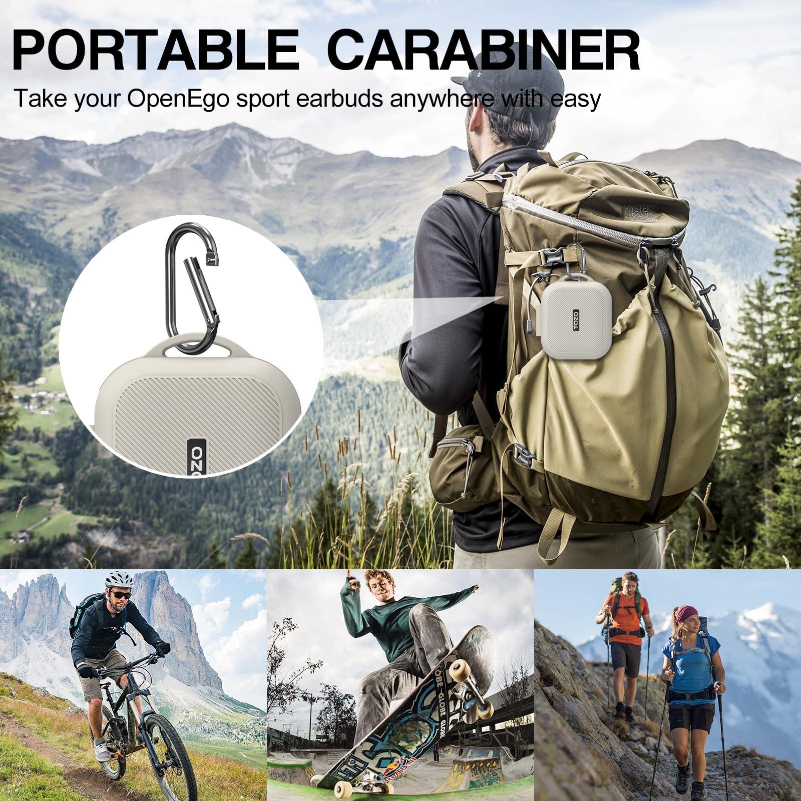 PUCGUE for TOZO OpenEgo True Wireless Open-Ear Headphones Case Cover, Silicone Case for TOZO OpenEgo Earbuds, Full-Body Anti-Scratch Protective Skin Cover for TOZO OpenEgo with Carabiner (Off White) - Image 7