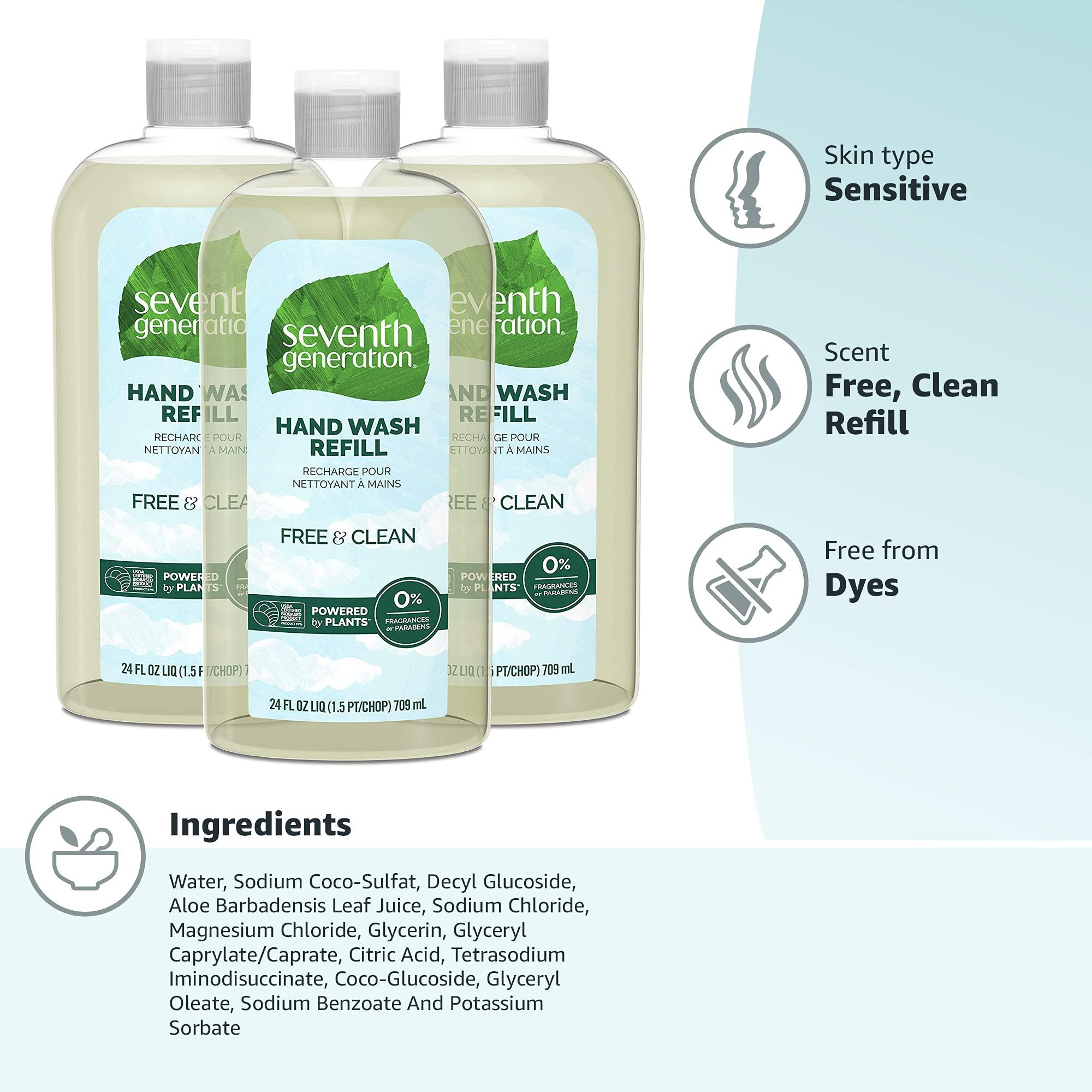 Seventh Generation Hand Soap Refill, Free & Clear Unscented, 24 oz, 3 pack (Packaging May Vary) - Image 9