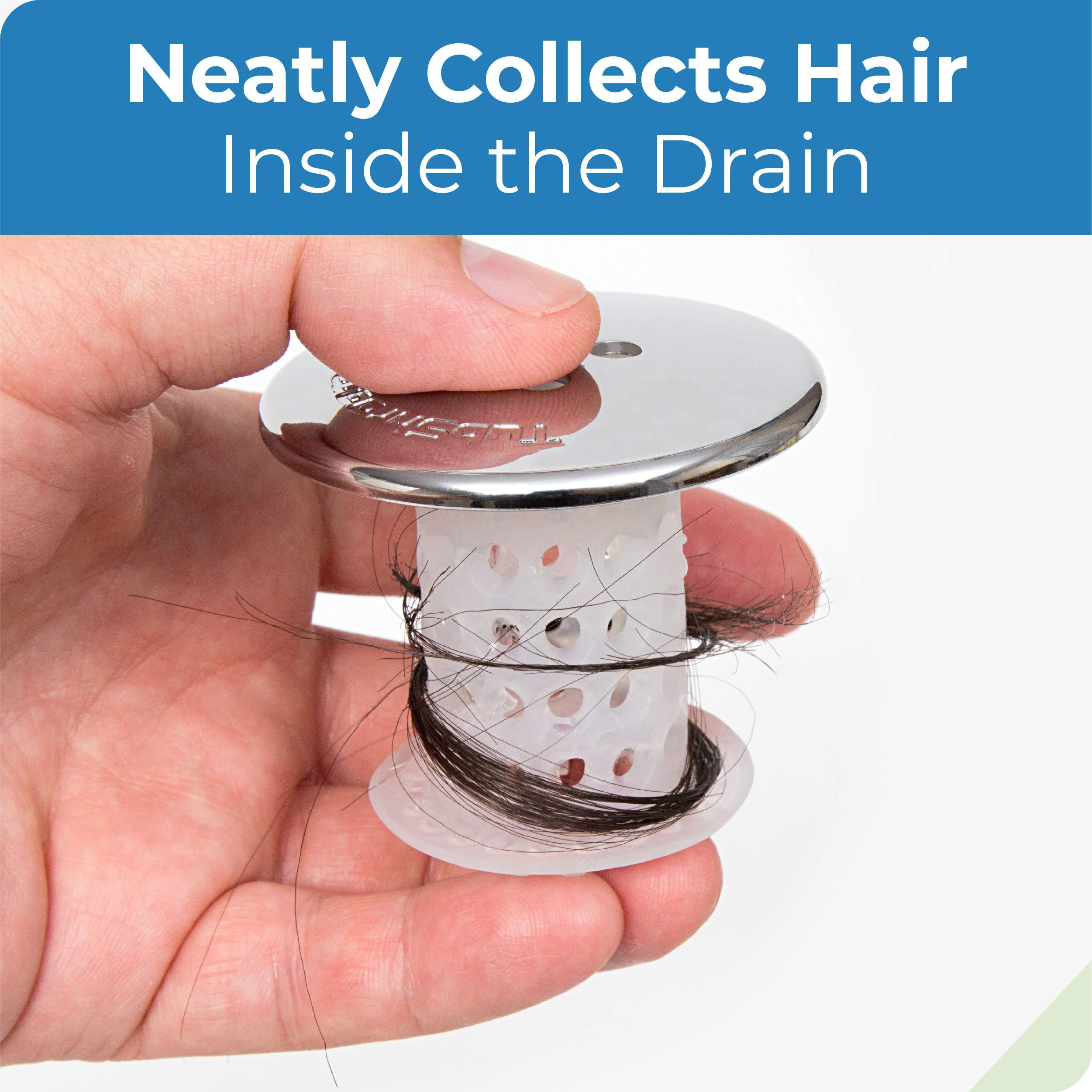 TubShroom Bathtub Drain Protector and Hair Catcher - 2 Pack, Chrome - Fits 1.5" - 1.75" Bathtub and Shower Drains - Image 4