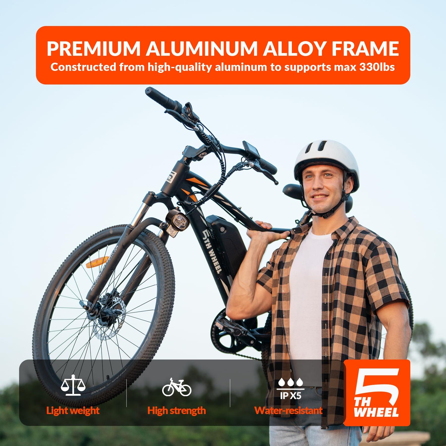 5TH WHEEL Discover Electric Bike for Adults Peak 750W Electric Bike, 23MPH 26" Commuting Electric Mountain Bike with 43 Miles Removable Battery, 7-Speed, Adjustable Front Fork - Image 2