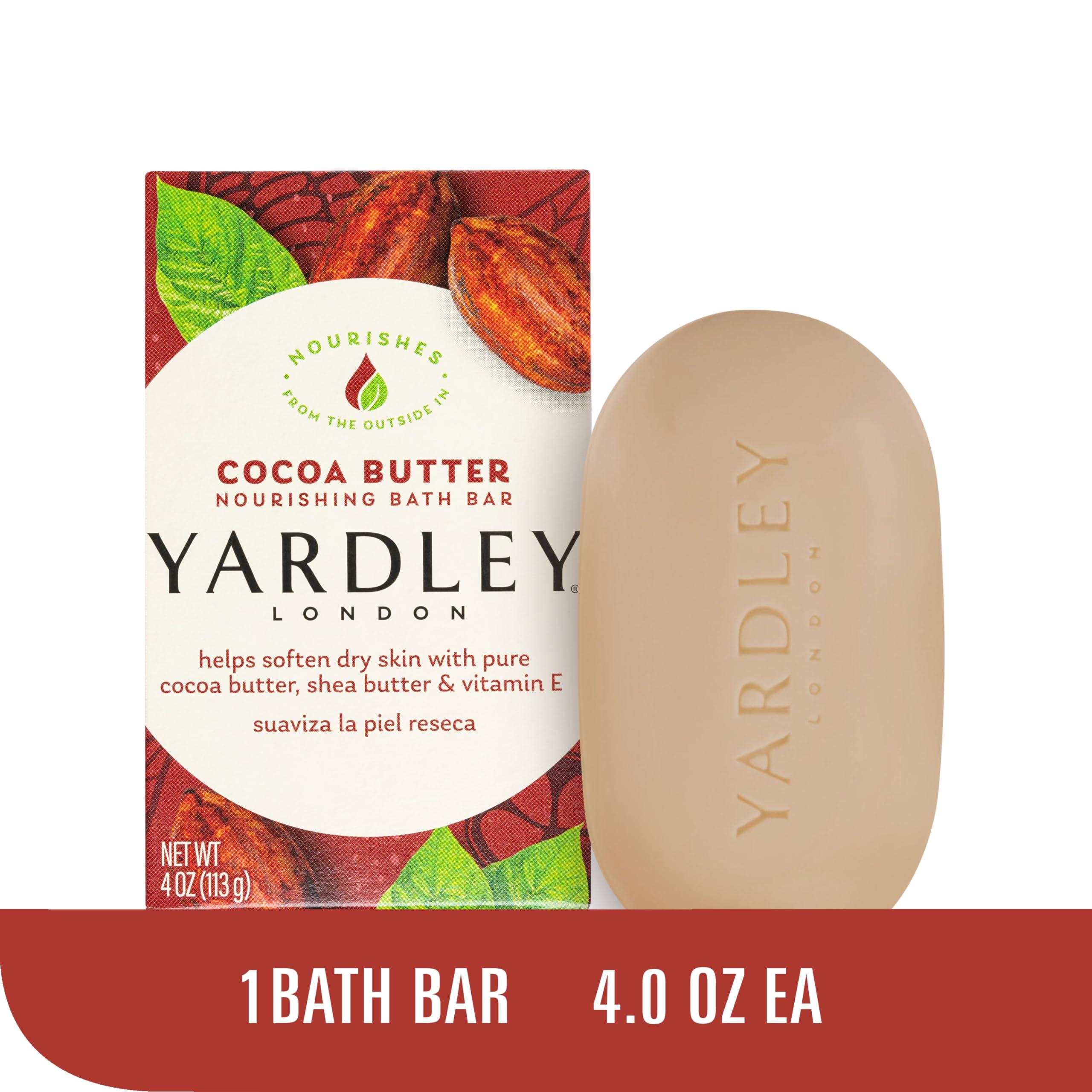 Yardley London Nourishing Bath Soap Bar Cocoa Butter, Helps Soften Dry Skin with Pure Cocoa Butter, Shea Butter & Vitamin E, 4.0 oz Bath Bar, 1 Soap Bar - Image 2