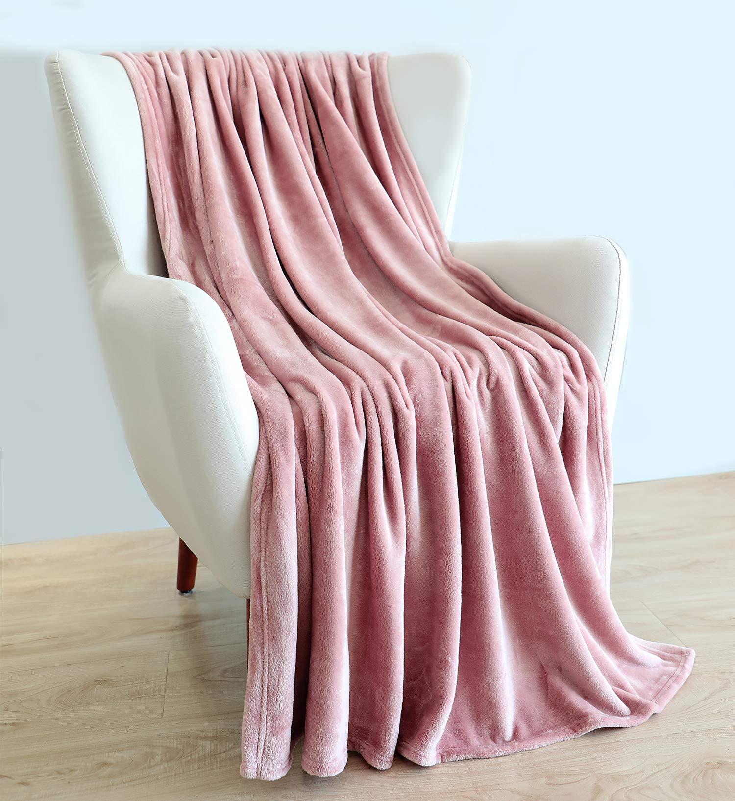 TASTHROW Large Flannel Fleece Throw Blanket, 50×70 Inch - Cozy Lightweight Thick Blanket - All Seasons Suitable for Women, Men and Kids (Pink) - Image 2