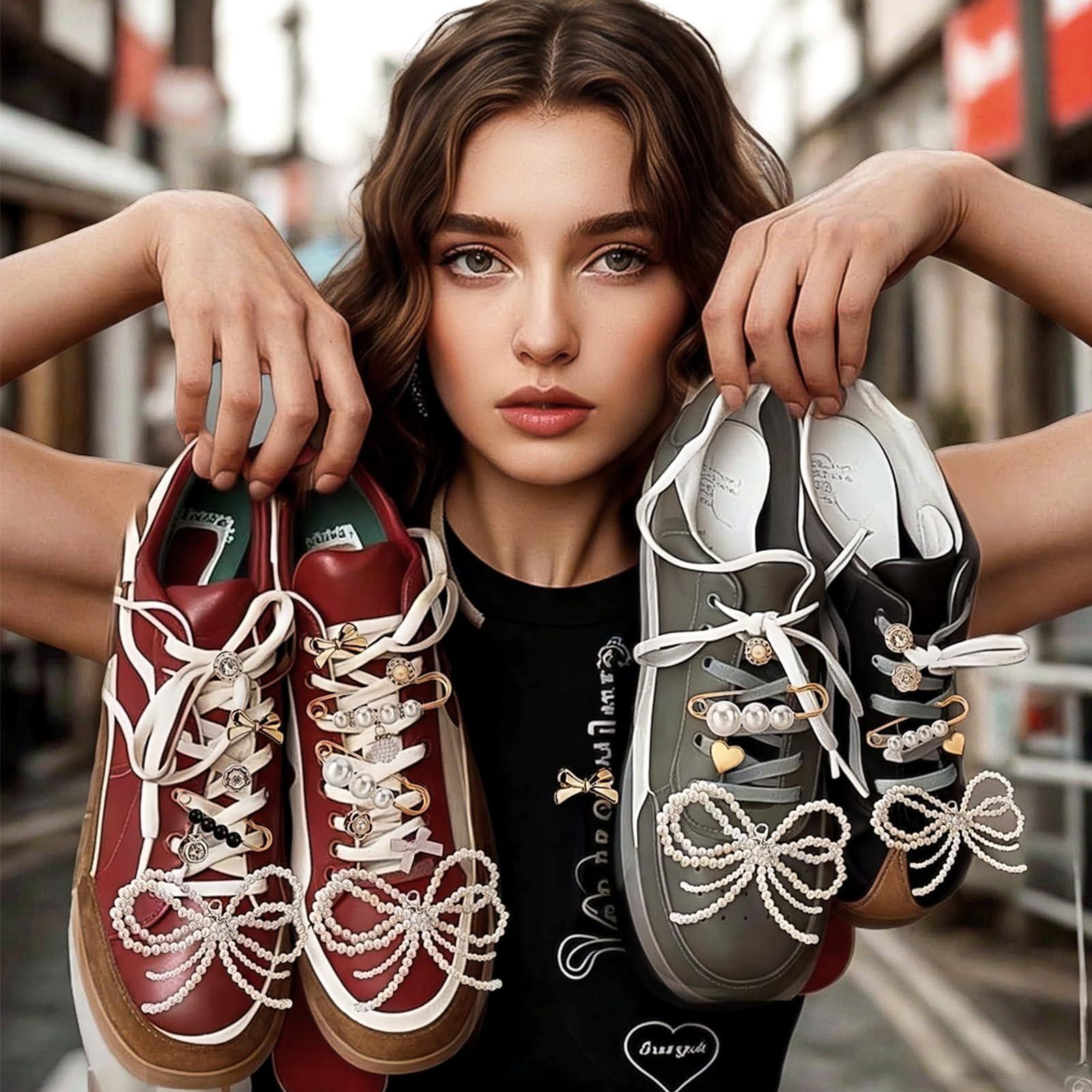 Ptwola Shoe Charms for Sneakers 30 Pcs Shoelace Charms Contain Bows Clips Pins Jewelry Decor Accessories for Shoes, Socks, Clothes, Bags - Image 6