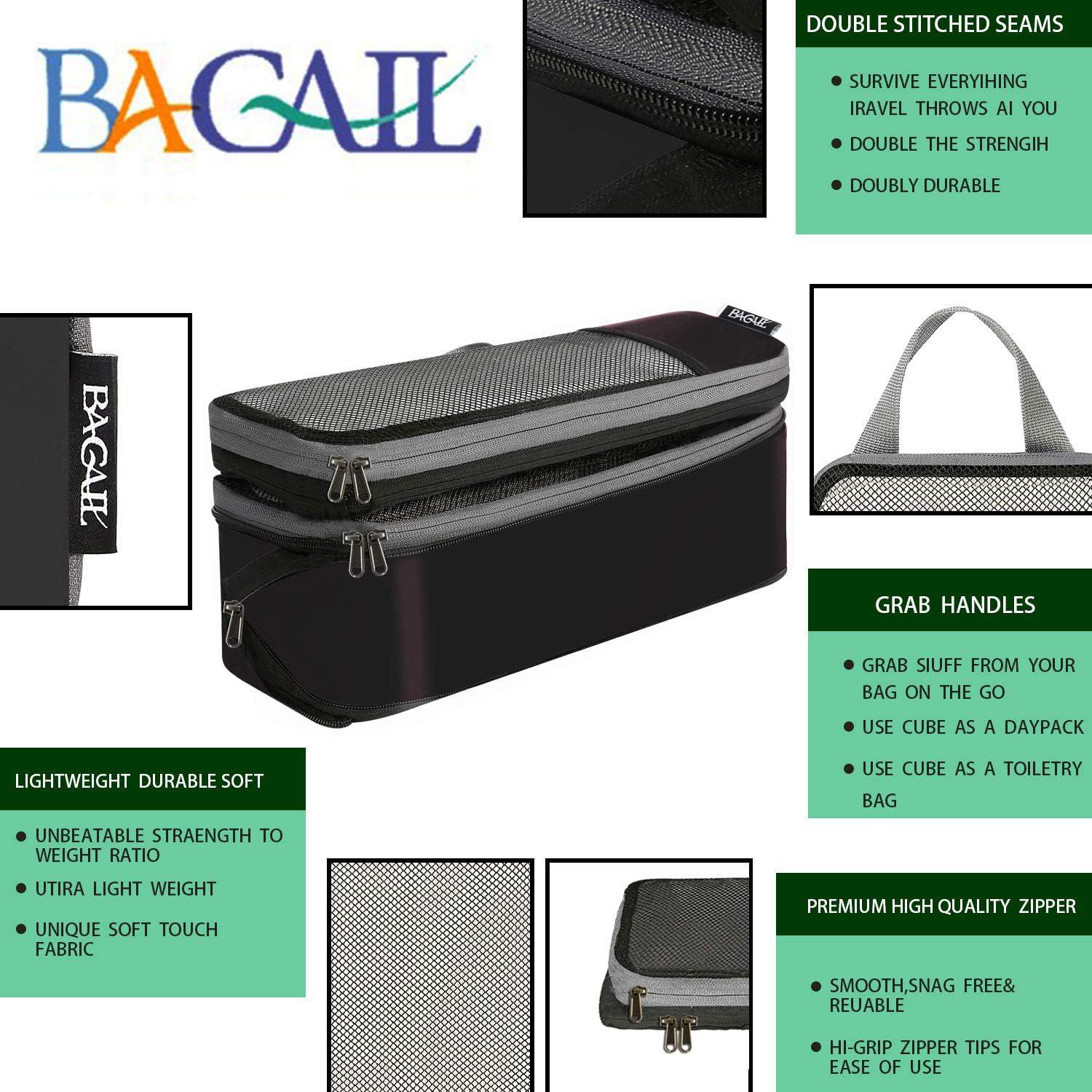 BAGAIL 4 Set/6 Set/8 Set Compression Packing Cubes Travel Accessories Expandable Packing Organizers (Half Mesh, 6-Black) - Image 3