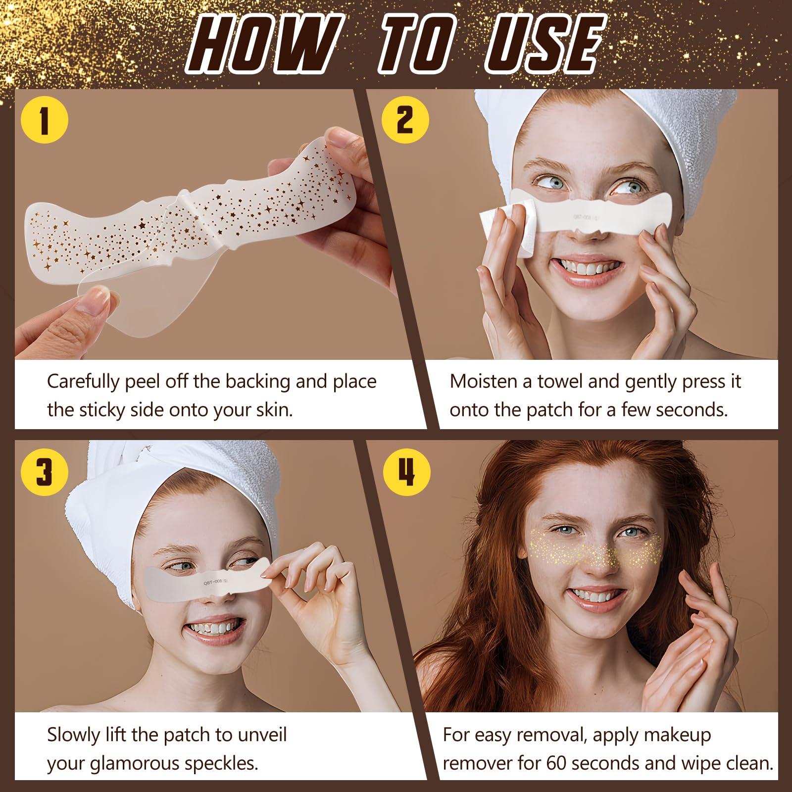 Glitter Freckles Face Tattoo, 10 Pcs Gold Face Glow Up Sparkle Makeup Patches - Cute Accessories for Women (Gold-008) - Image 6